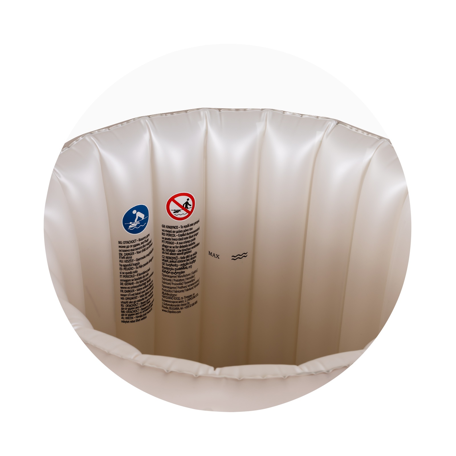 Надуваема вана със седалка Chipolino Bubble Nest с помпа, лате