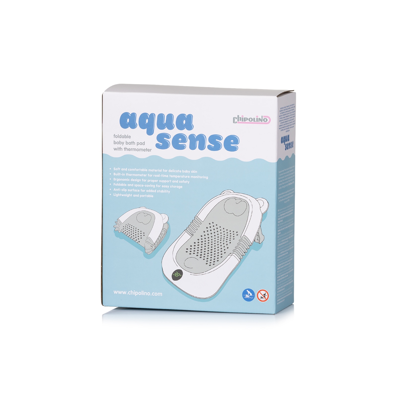 Сгъваема подложка за къпане Chipolino AquaSense, платина — снимка 5
