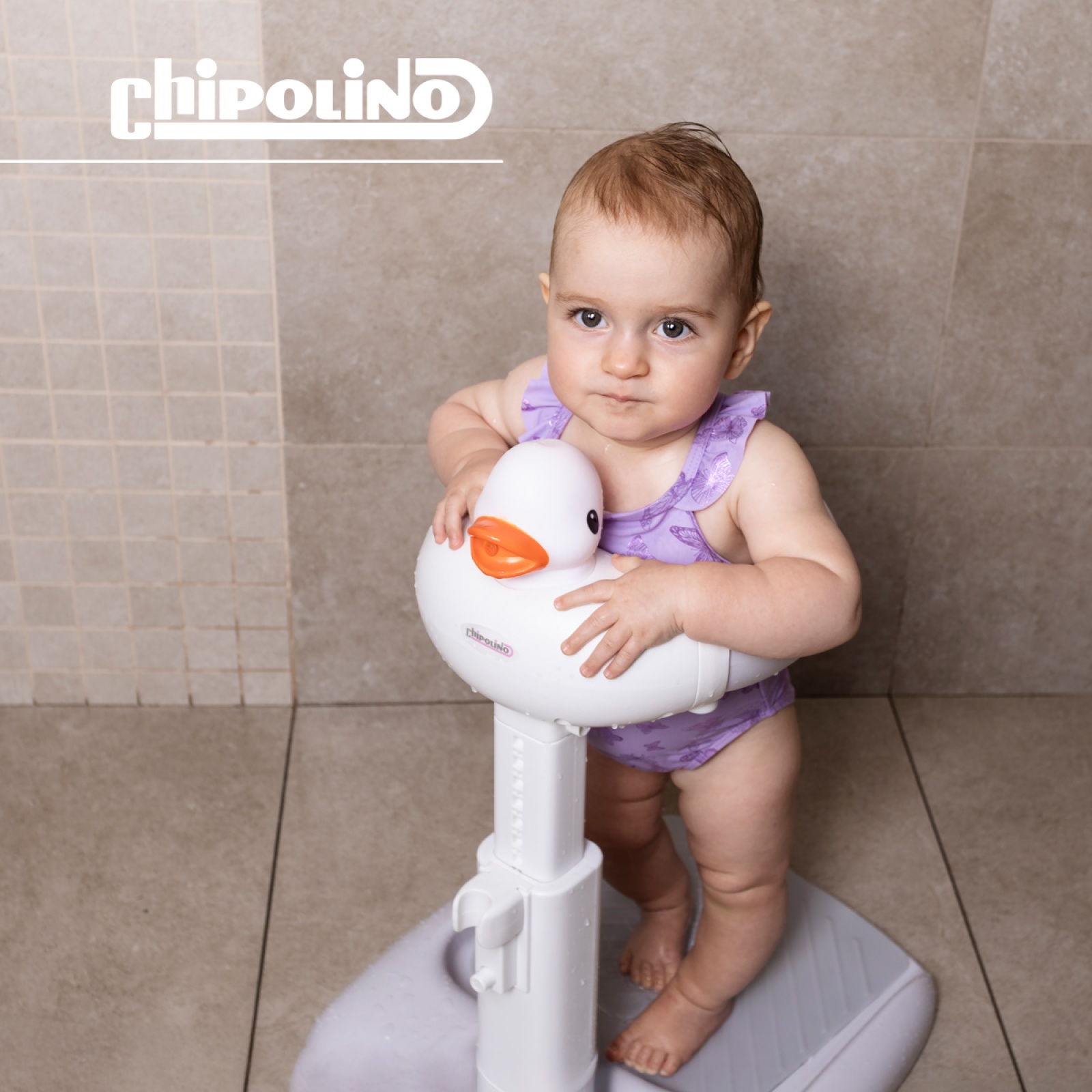 Помощна стойка за къпане Chipolino Пате, бяло и сиво — снимка 5