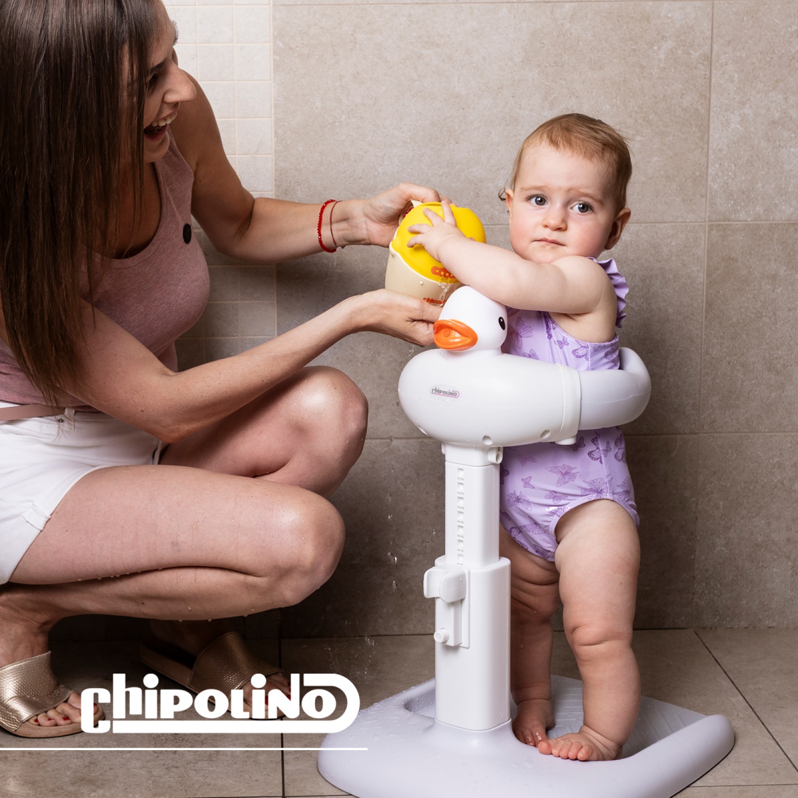 Помощна стойка за къпане Chipolino Пате, бяло и сиво — снимка 8