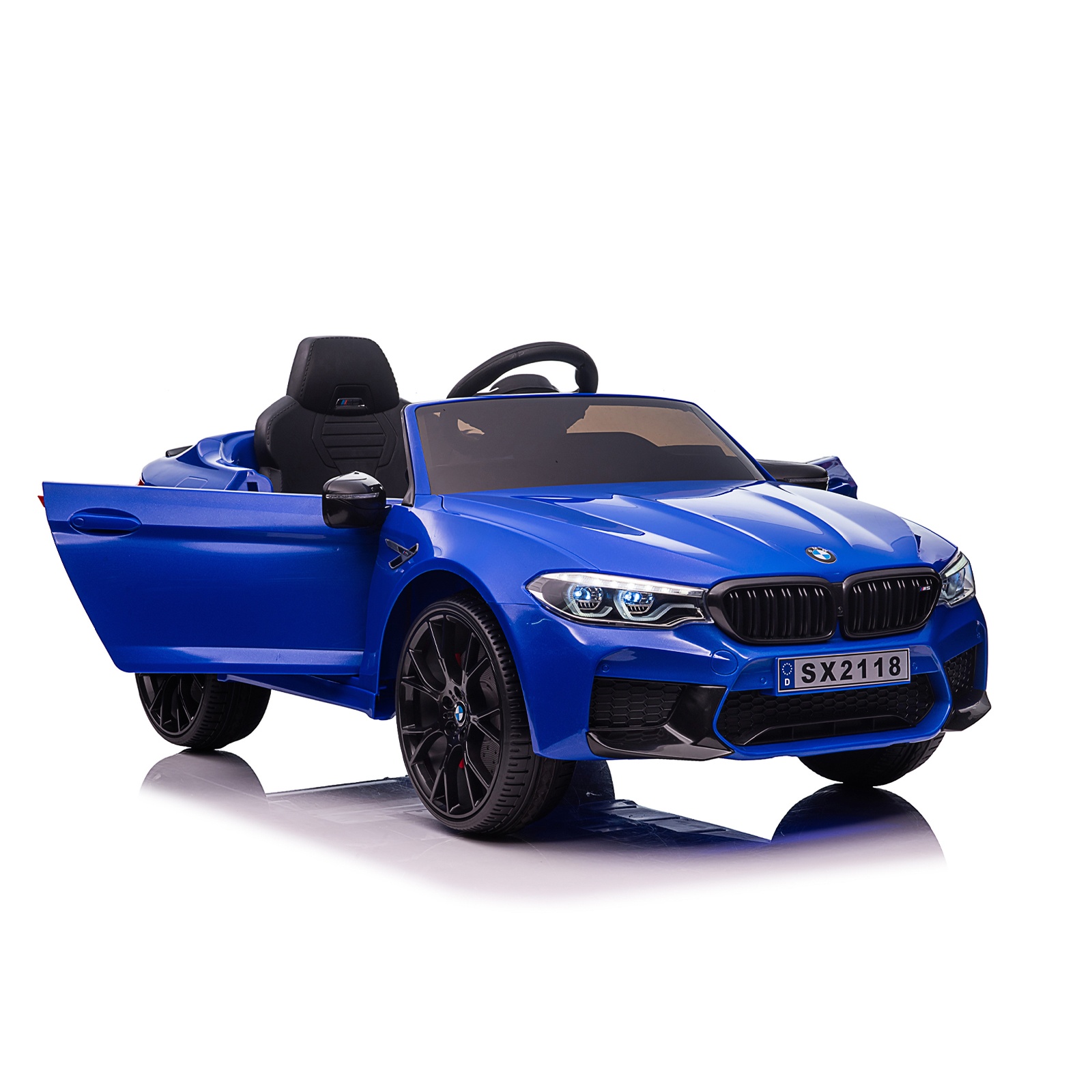 Електрическа кола Chipolino BMW M5 с EVA гуми и кожена седалка, синя — снимка 11
