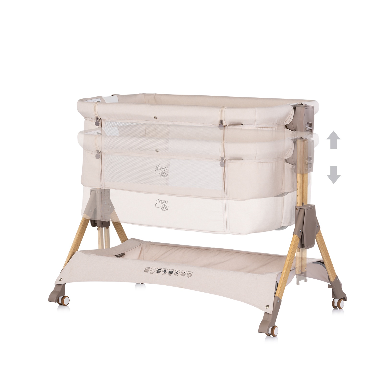 Сгъваема кошара до леглото Chipolino SleepNFold, кашмир