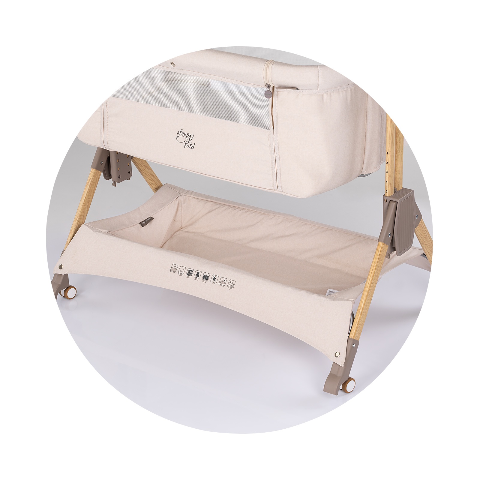 Сгъваема кошара до леглото Chipolino SleepNFold, кашмир