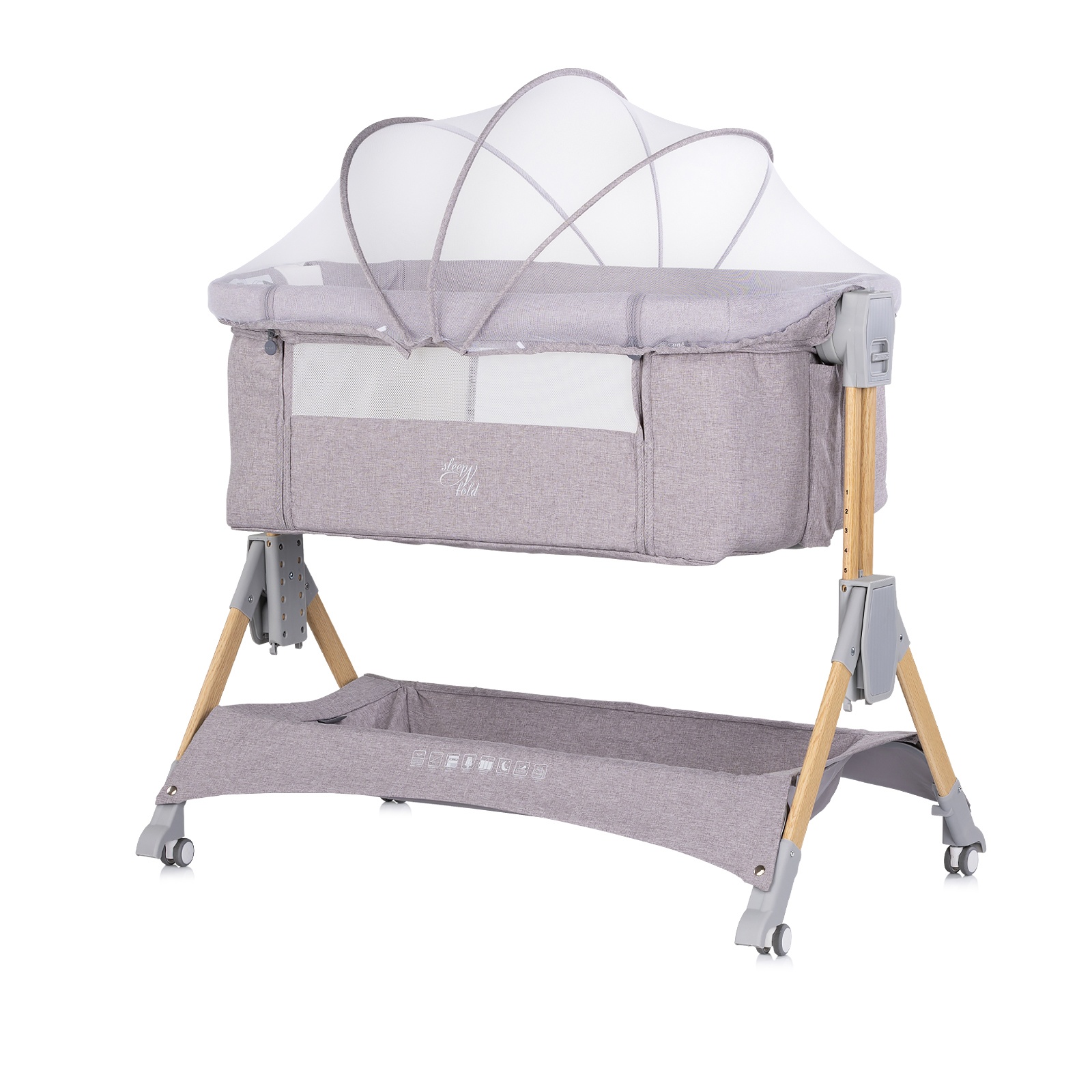Сгъваема кошара до леглото Chipolino SleepNFold, платина