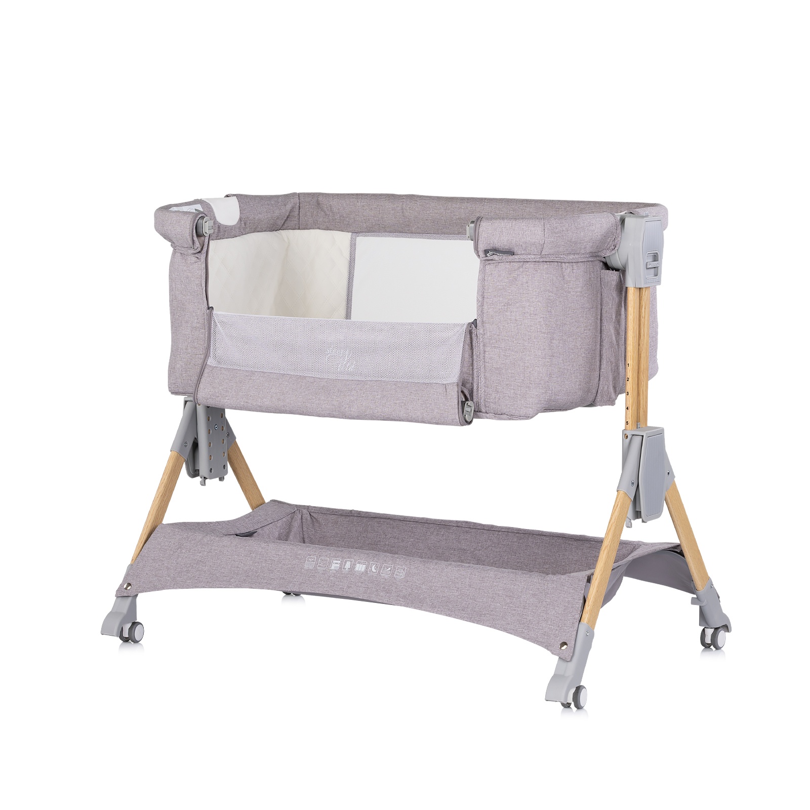 Сгъваема кошара до леглото Chipolino SleepNFold, платина
