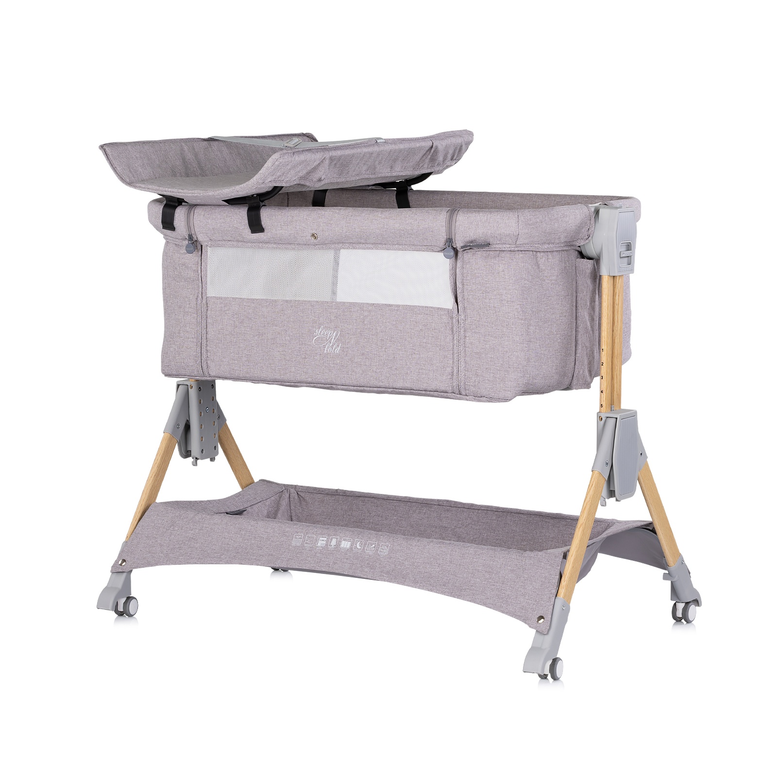 Сгъваема кошара до леглото Chipolino SleepNFold, платина