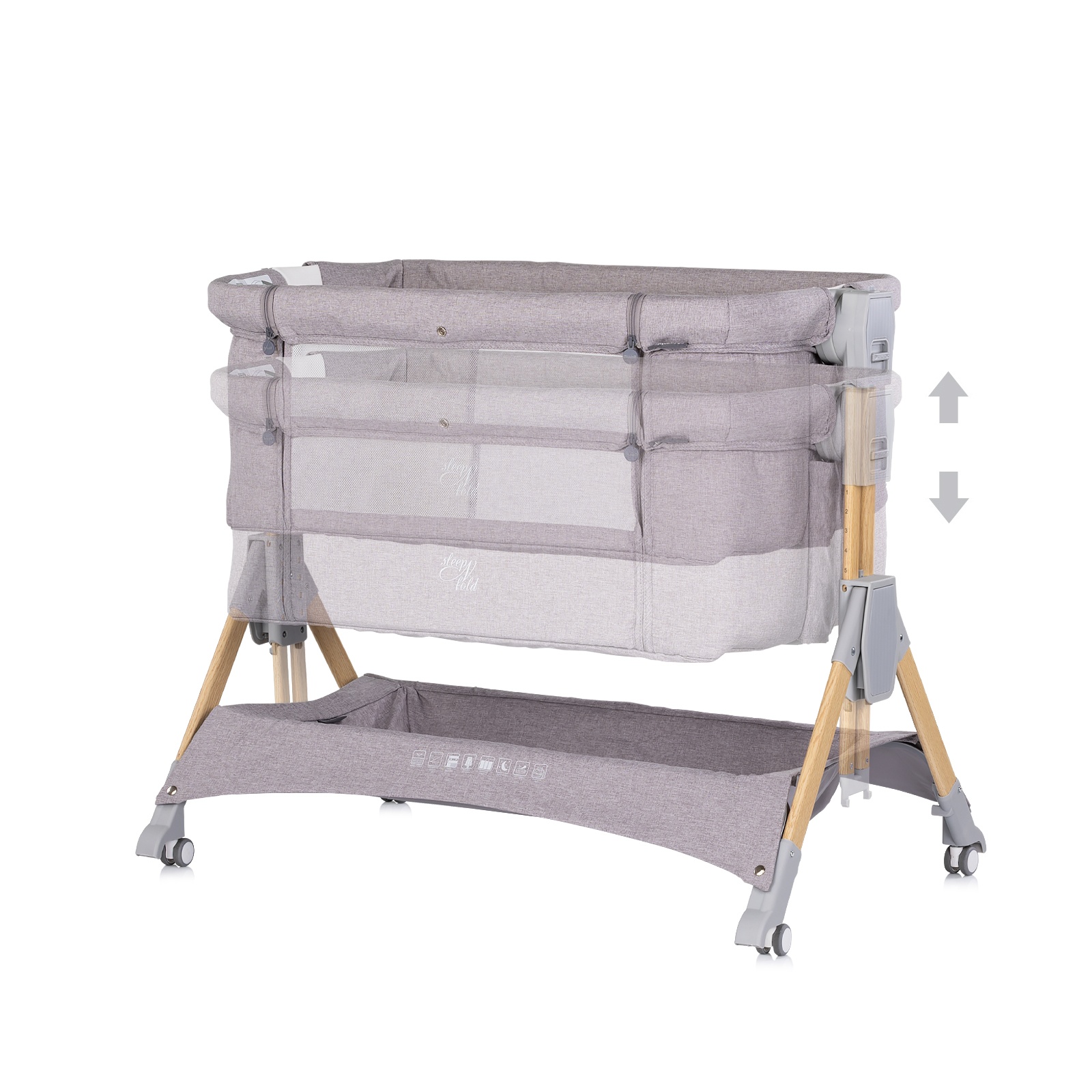 Сгъваема кошара до леглото Chipolino SleepNFold, платина