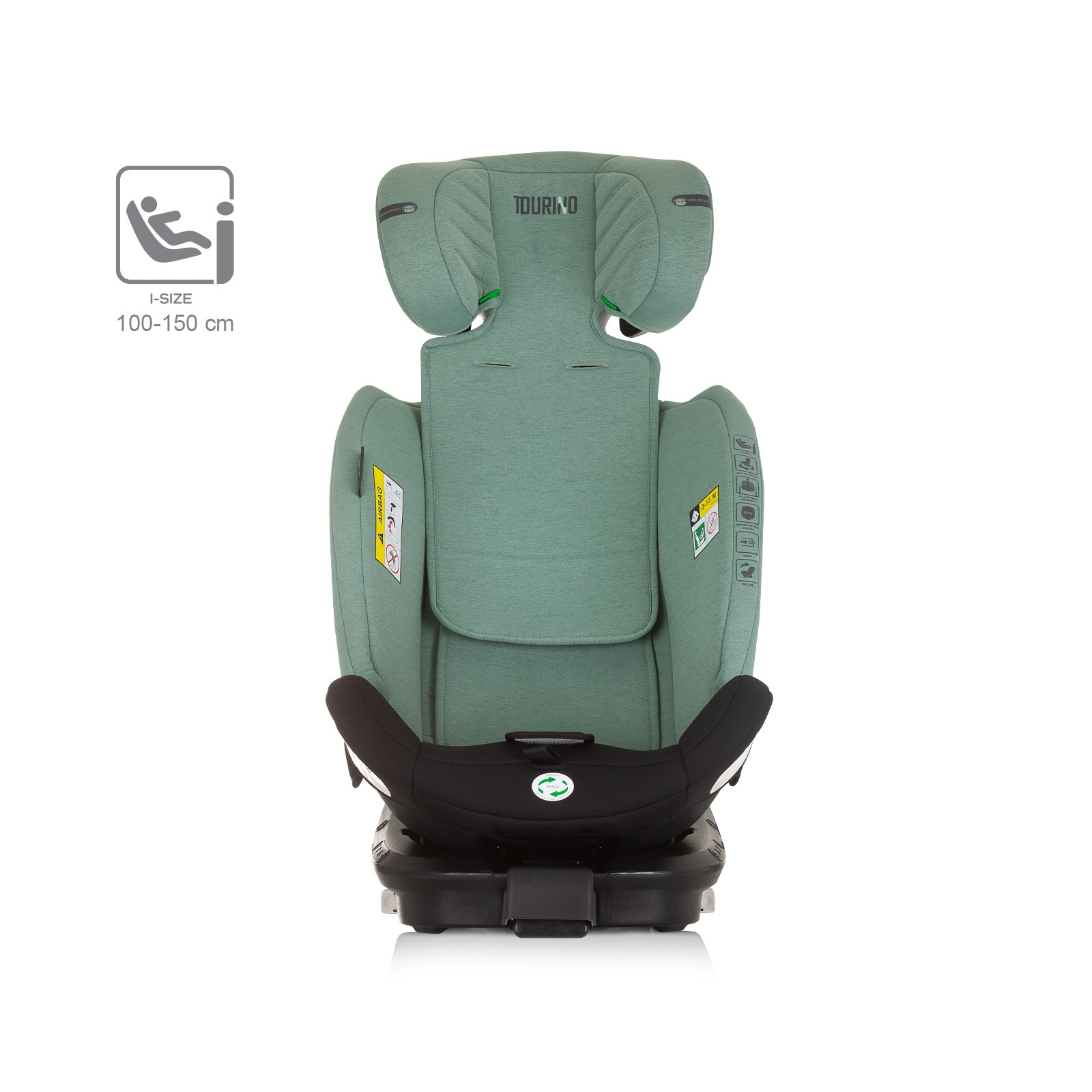 Столче за кола Chipolino Tourino i-Size 40–150 см, пастелно зелено — снимка 10