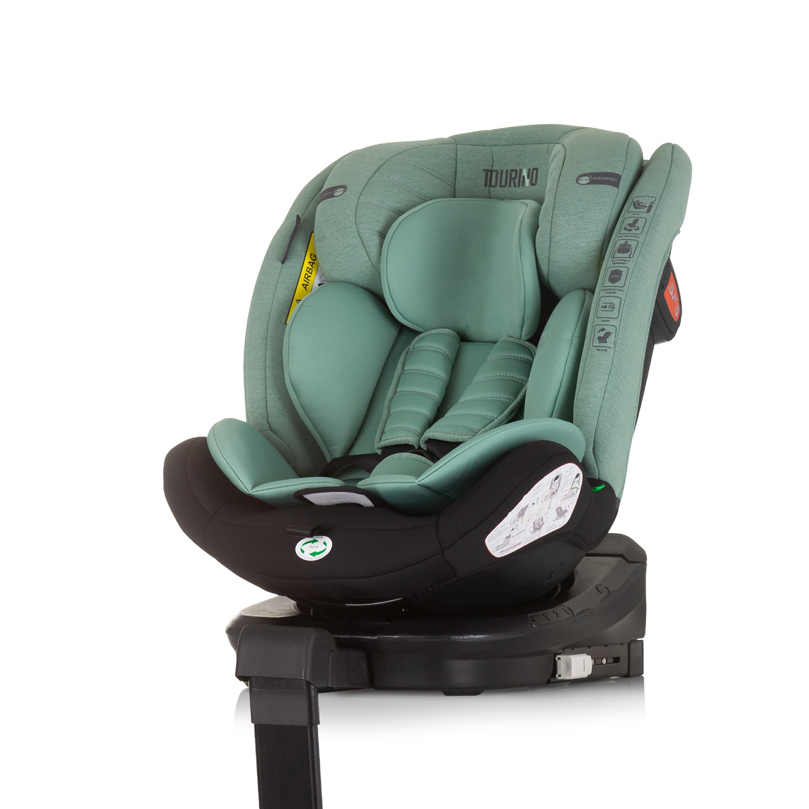 Столче за кола Chipolino Tourino i-Size 40–150 см, пастелно зелено — снимка 2