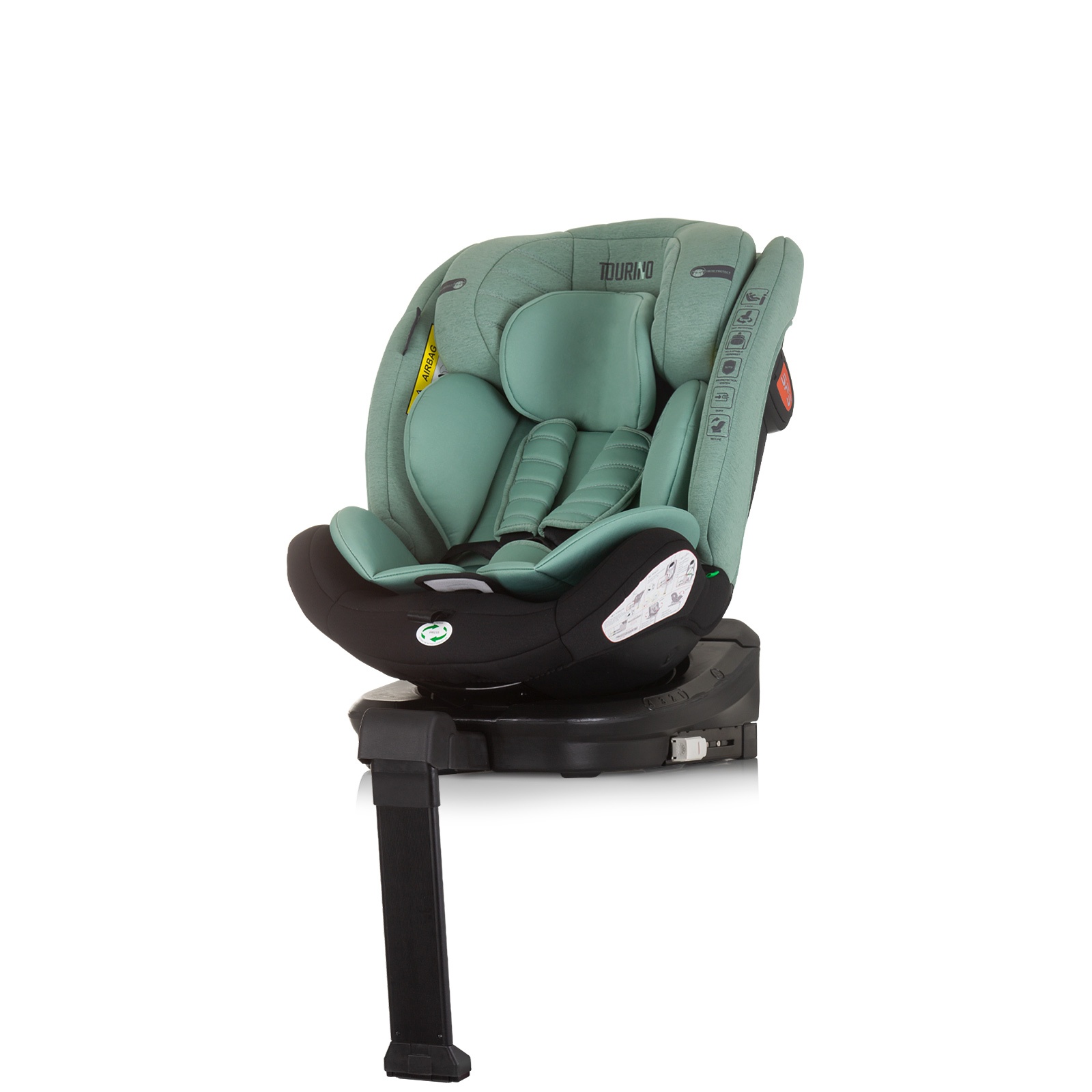 Столче за кола Chipolino Tourino i-Size 40–150 см, пастелно зелено — снимка 3