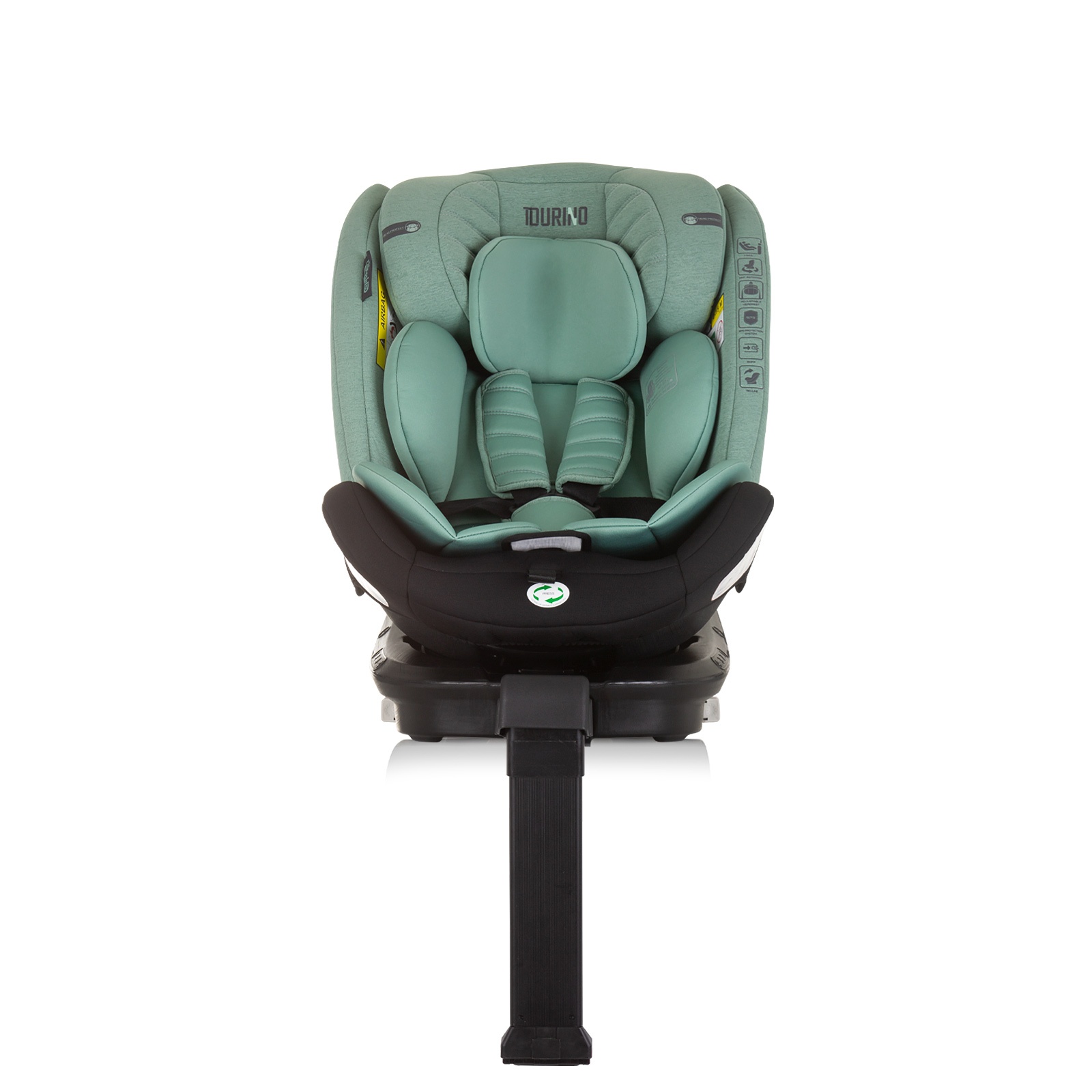 Столче за кола Chipolino Tourino i-Size 40–150 см, пастелно зелено — снимка 4