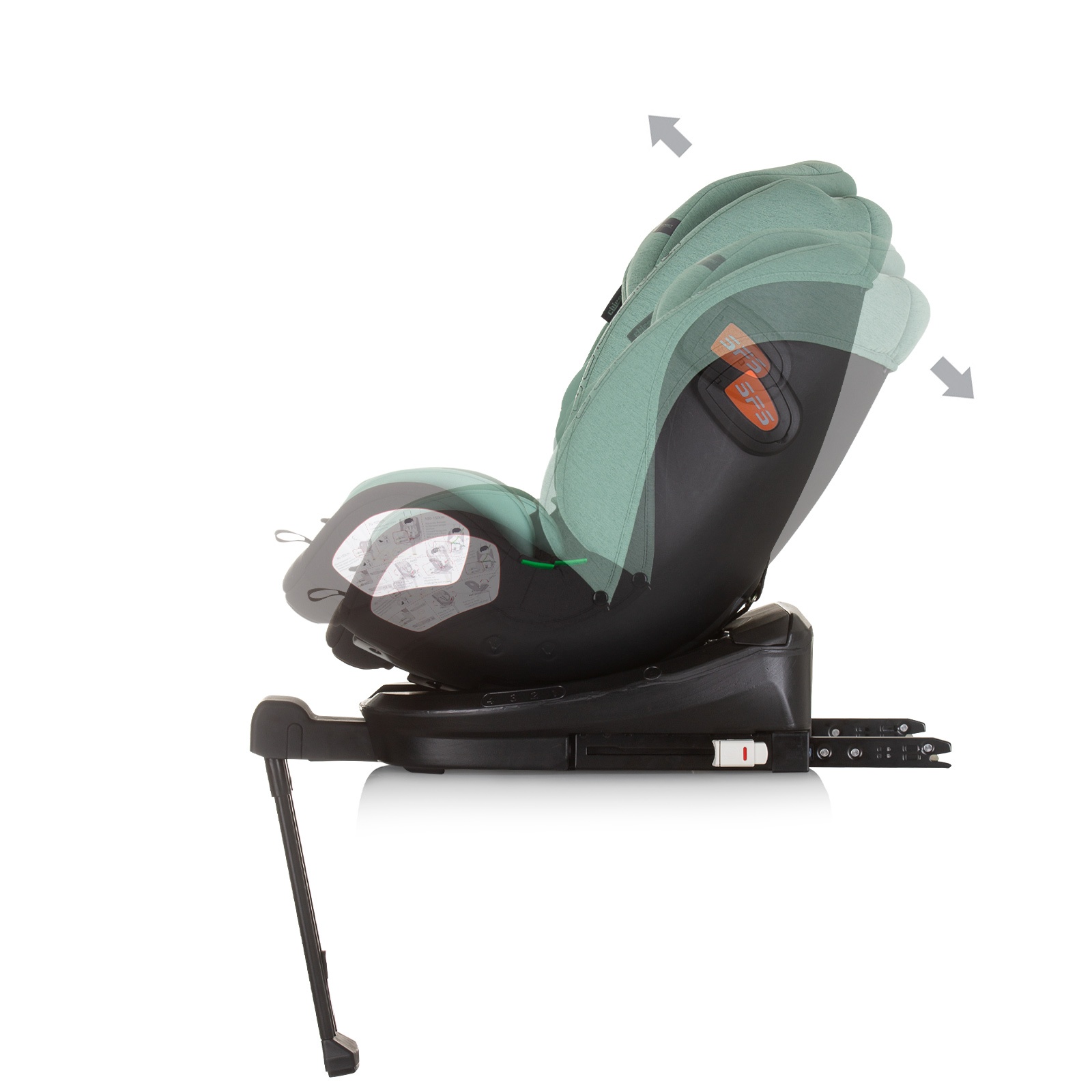 Столче за кола Chipolino Tourino i-Size 40–150 см, пастелно зелено — снимка 6