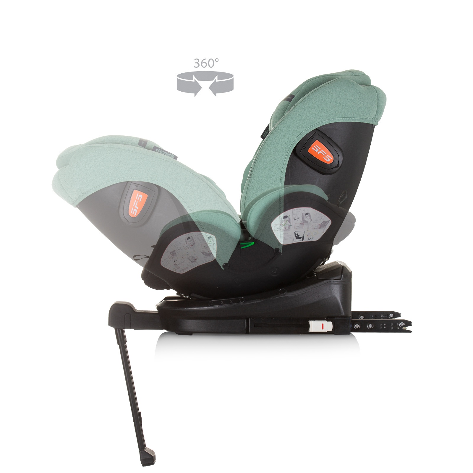 Столче за кола Chipolino Tourino i-Size 40–150 см, пастелно зелено — снимка 8