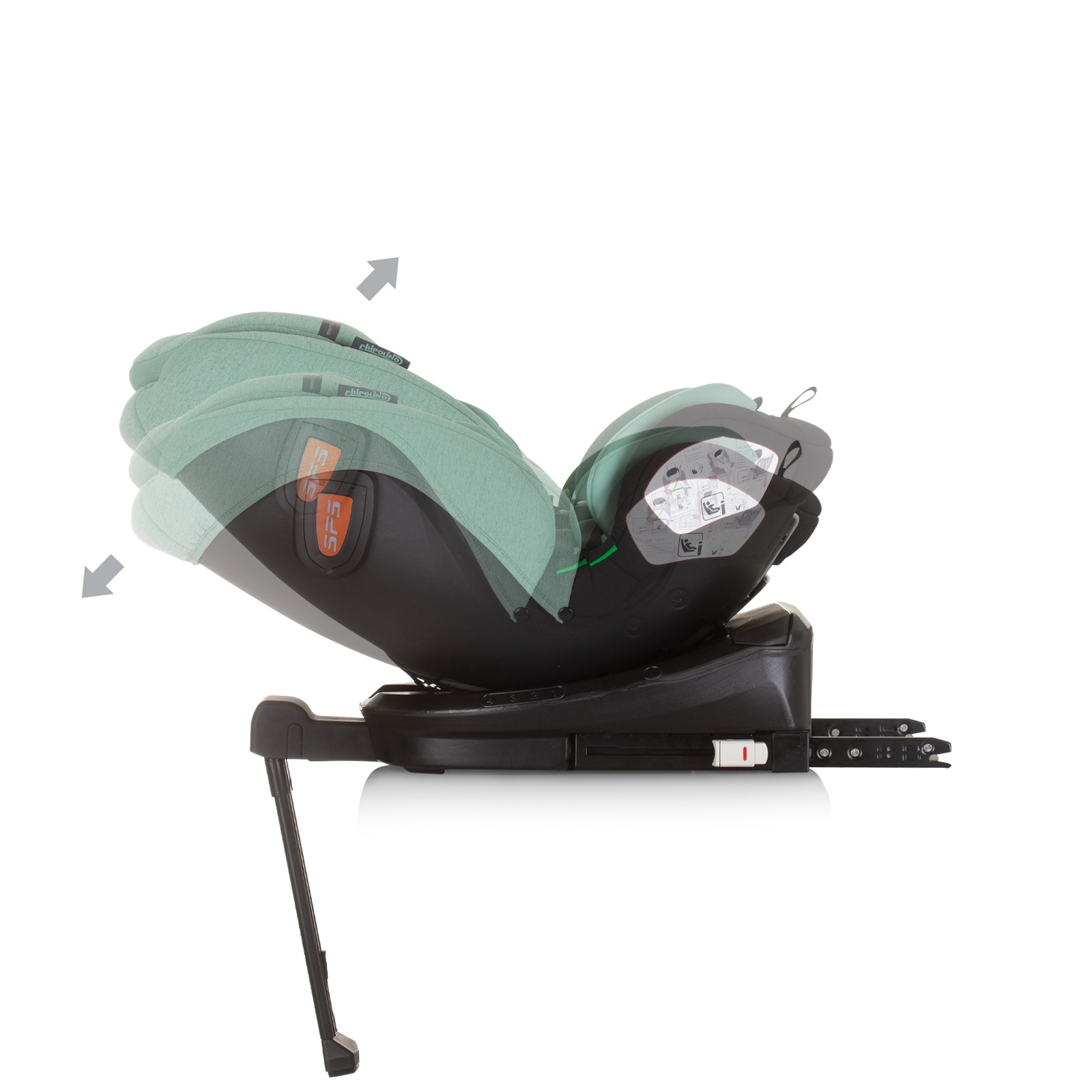 Столче за кола Chipolino Tourino i-Size 40–150 см, пастелно зелено — снимка 9