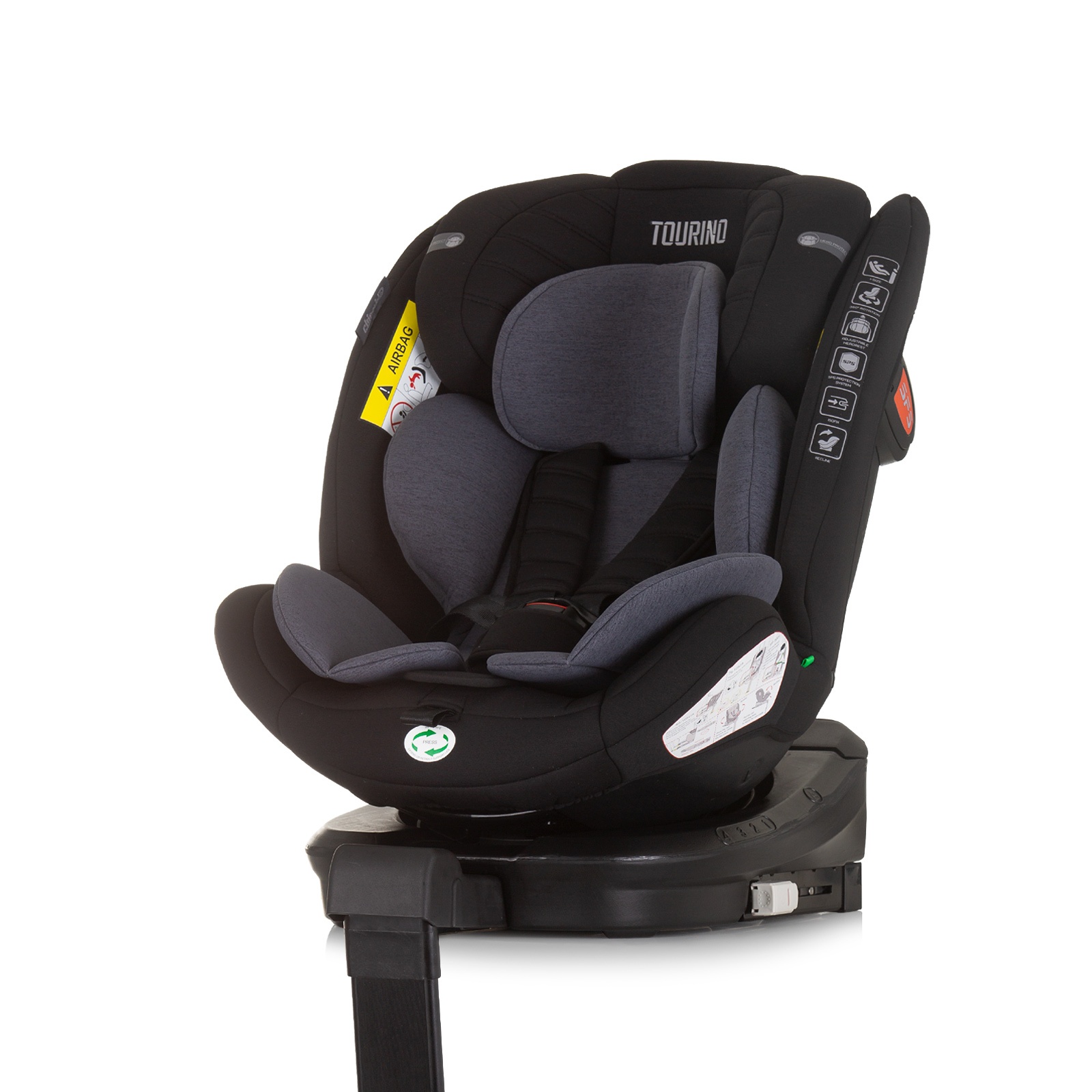 Столче за кола Chipolino Tourino i-Size 40–150 см, обсидиан — снимка 2