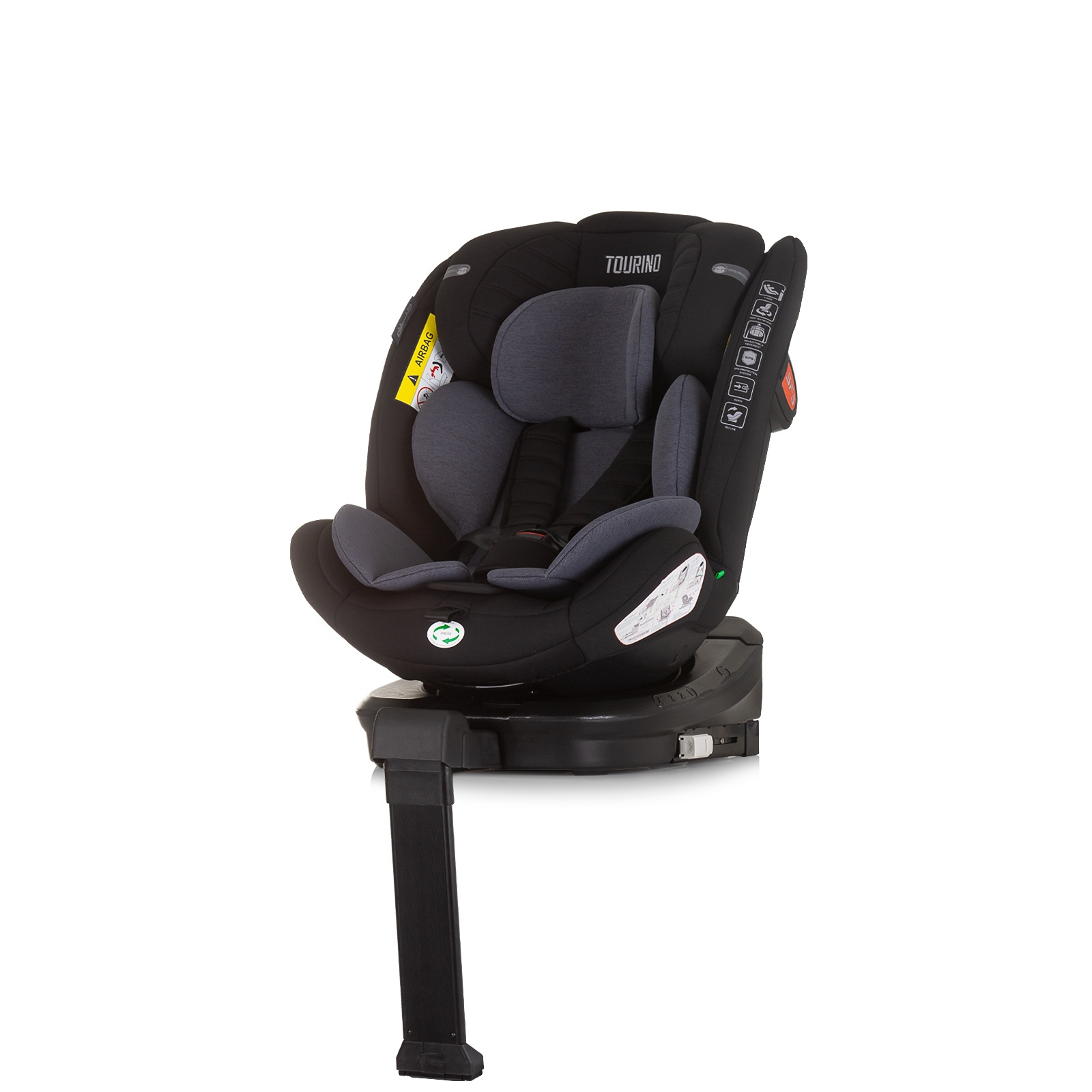 Столче за кола Chipolino Tourino i-Size 40–150 см, обсидиан — снимка 3