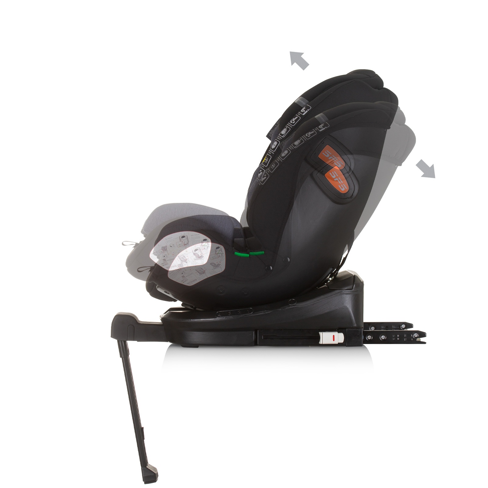 Столче за кола Chipolino Tourino i-Size 40–150 см, обсидиан — снимка 6