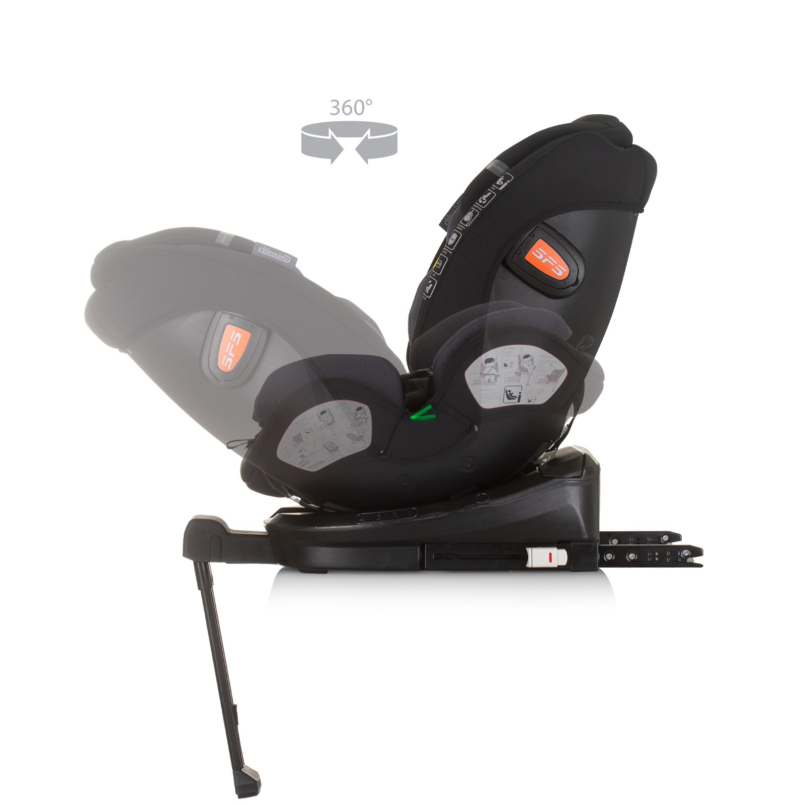 Столче за кола Chipolino Tourino i-Size 40–150 см, обсидиан — снимка 8