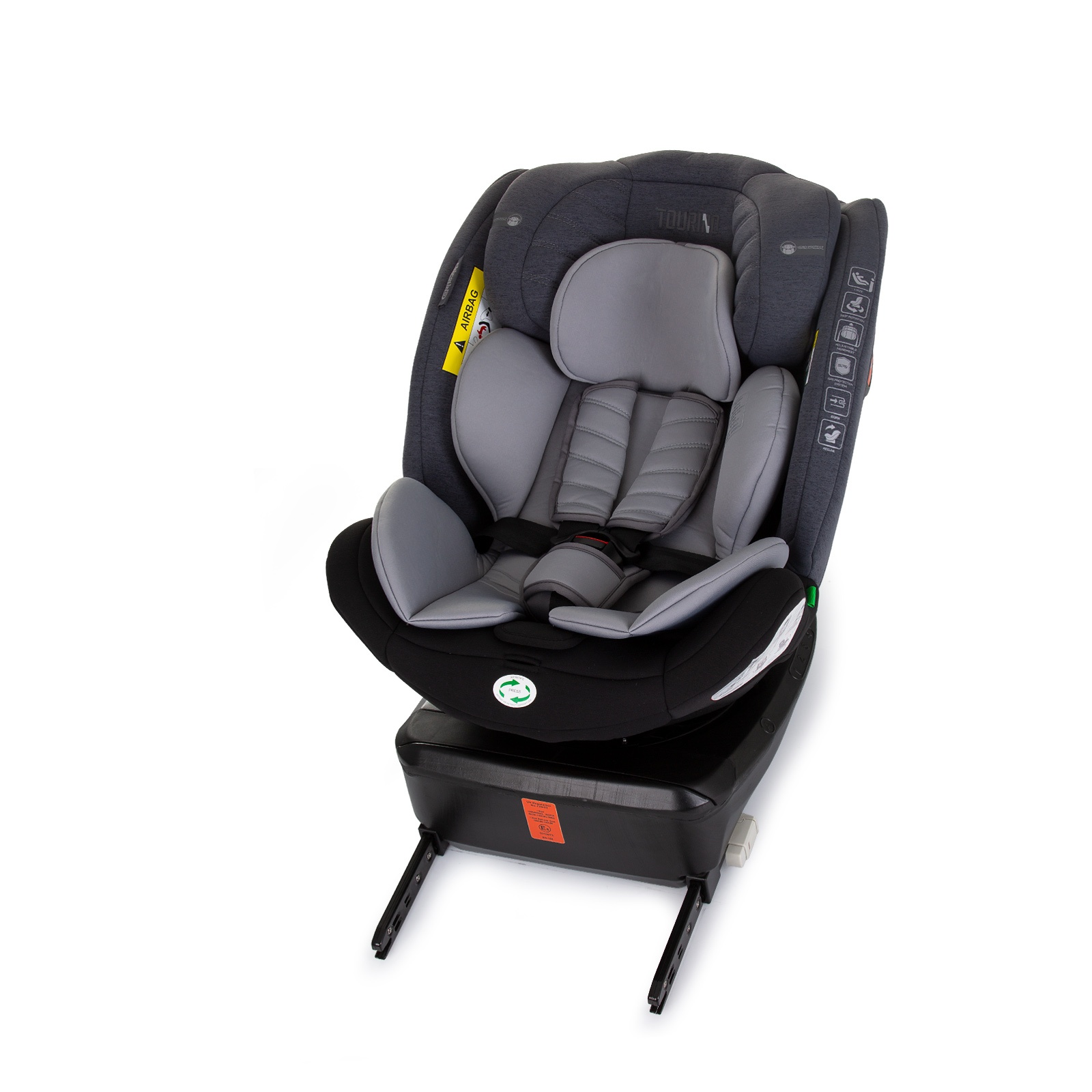 Столче за кола Chipolino Tourino i-Size 40–150 см, сив микс — снимка 11