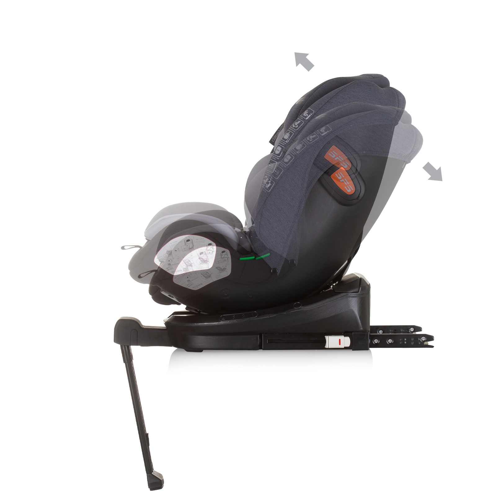Столче за кола Chipolino Tourino i-Size 40–150 см, сив микс — снимка 6