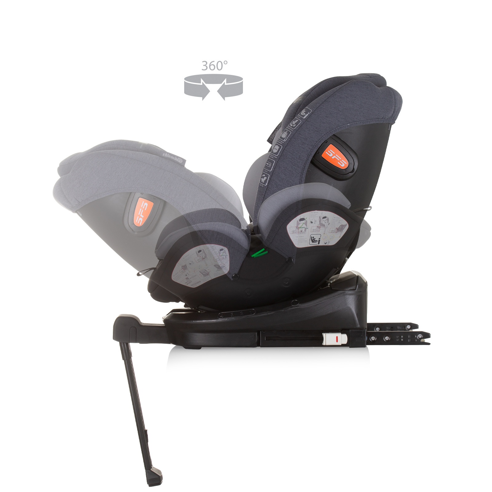 Столче за кола Chipolino Tourino i-Size 40–150 см, сив микс — снимка 8