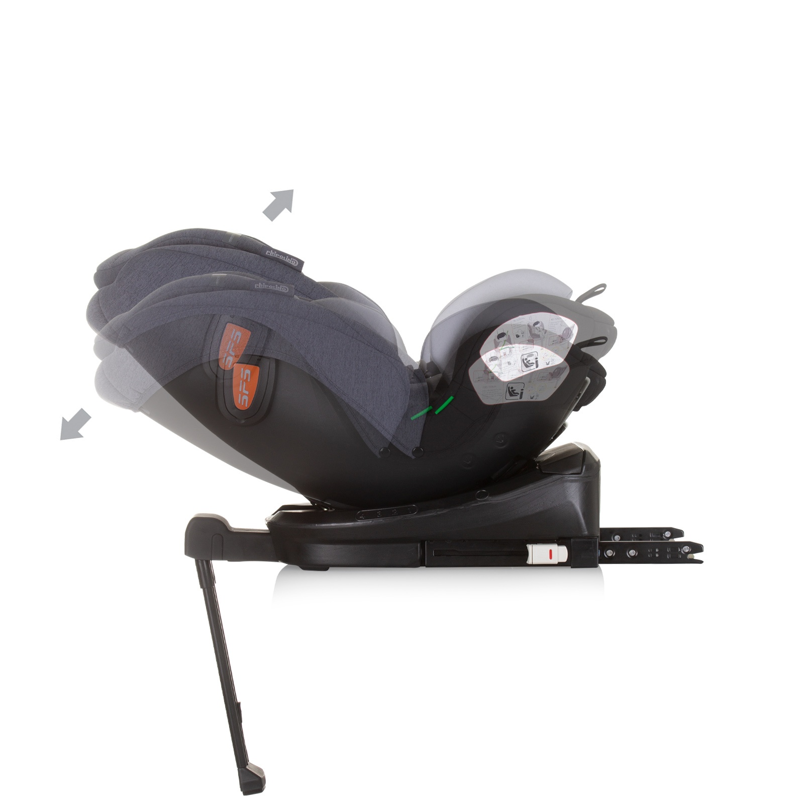 Столче за кола Chipolino Tourino i-Size 40–150 см, сив микс — снимка 9