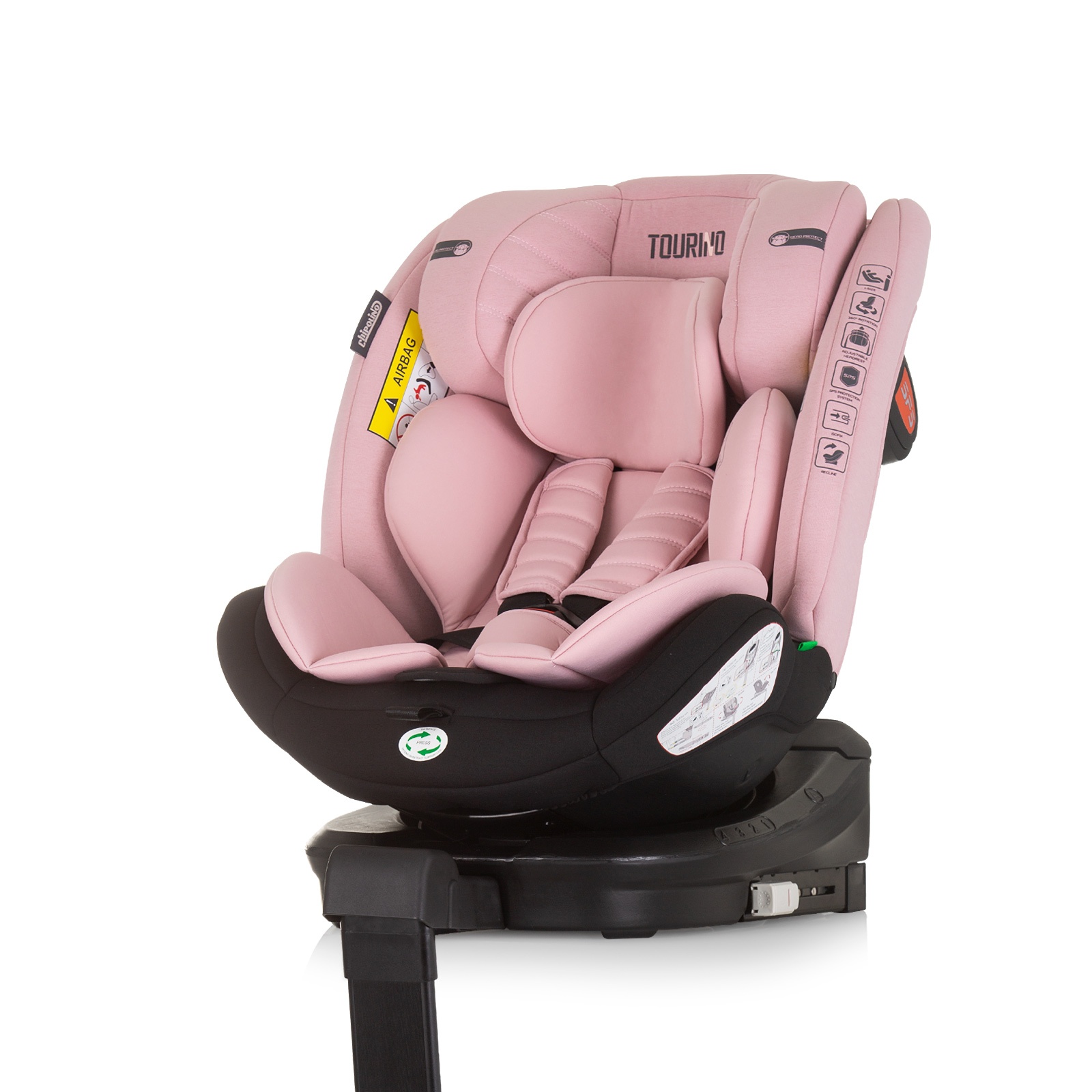 Столче за кола Chipolino Tourino i-Size 40–150 см, фламинго — снимка 2