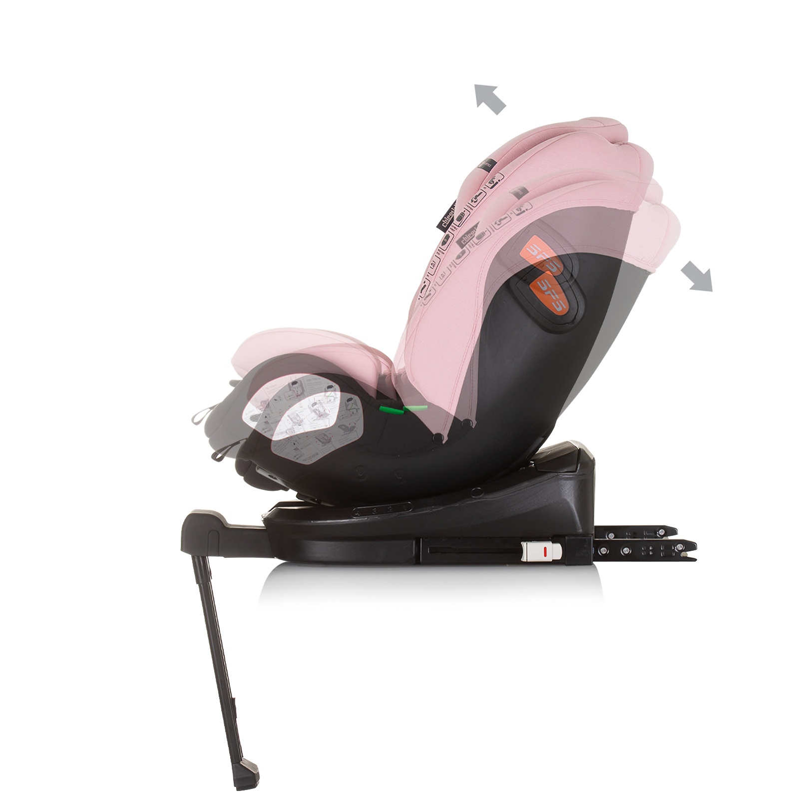 Столче за кола Chipolino Tourino i-Size 40–150 см, фламинго — снимка 6