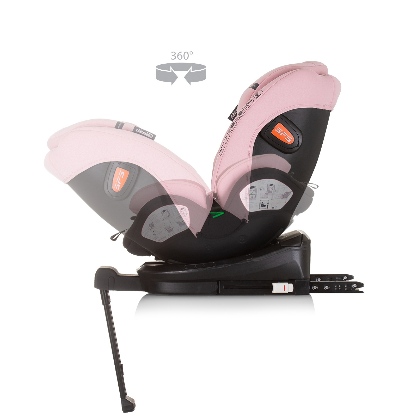 Столче за кола Chipolino Tourino i-Size 40–150 см, фламинго — снимка 8