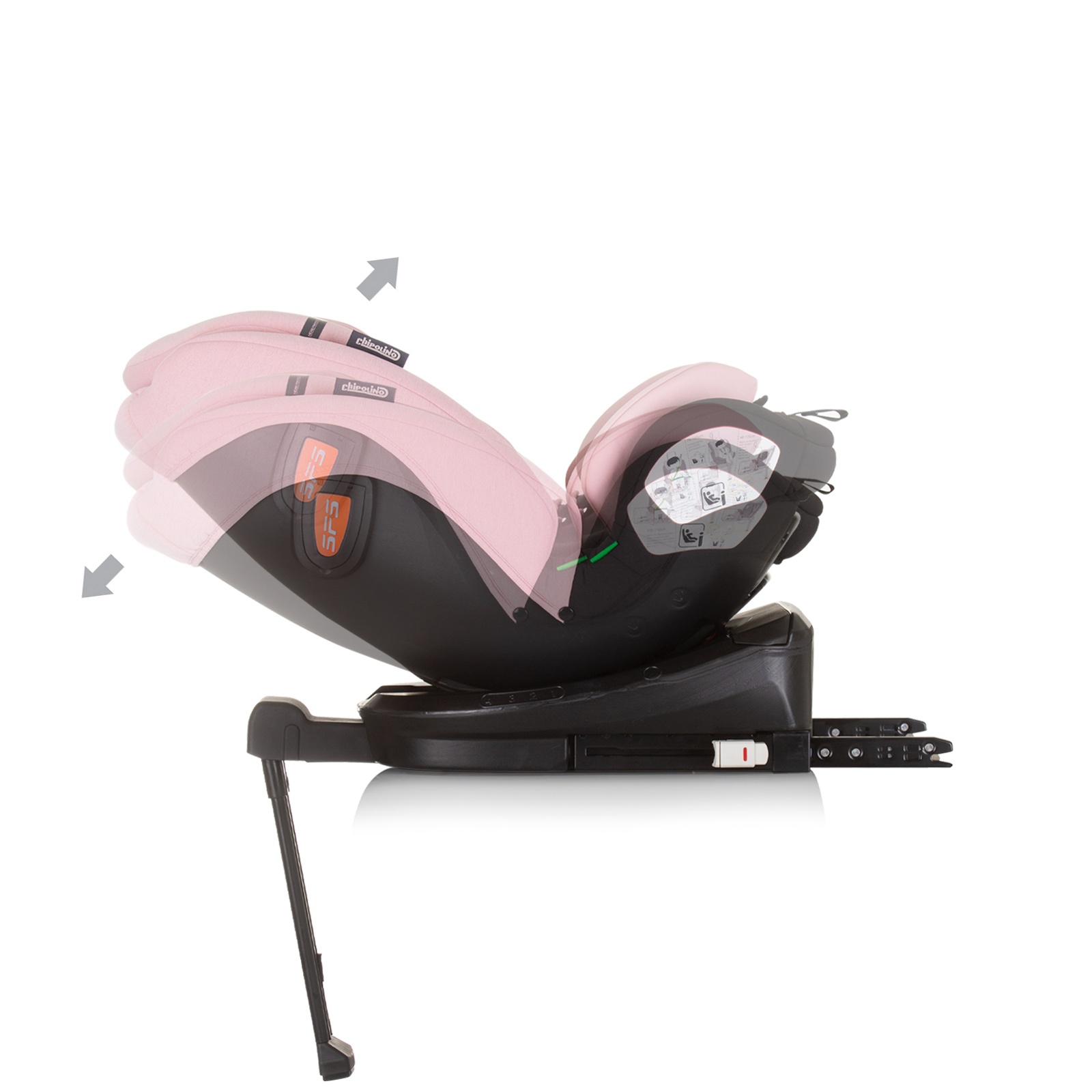 Столче за кола Chipolino Tourino i-Size 40–150 см, фламинго — снимка 9
