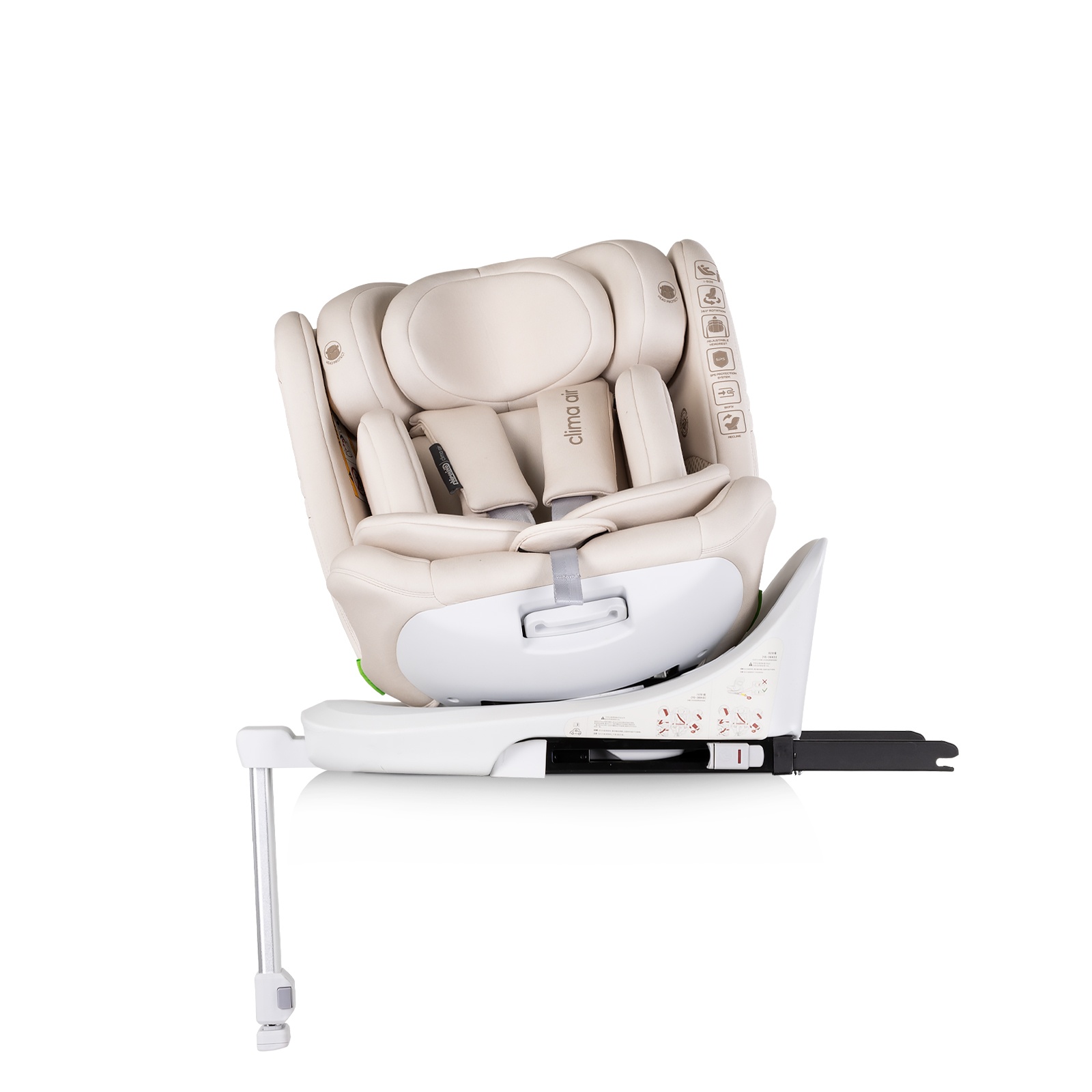 Столче за кола Chipolino Clima Air i-Size 40–150 см, бишкота — снимка 7