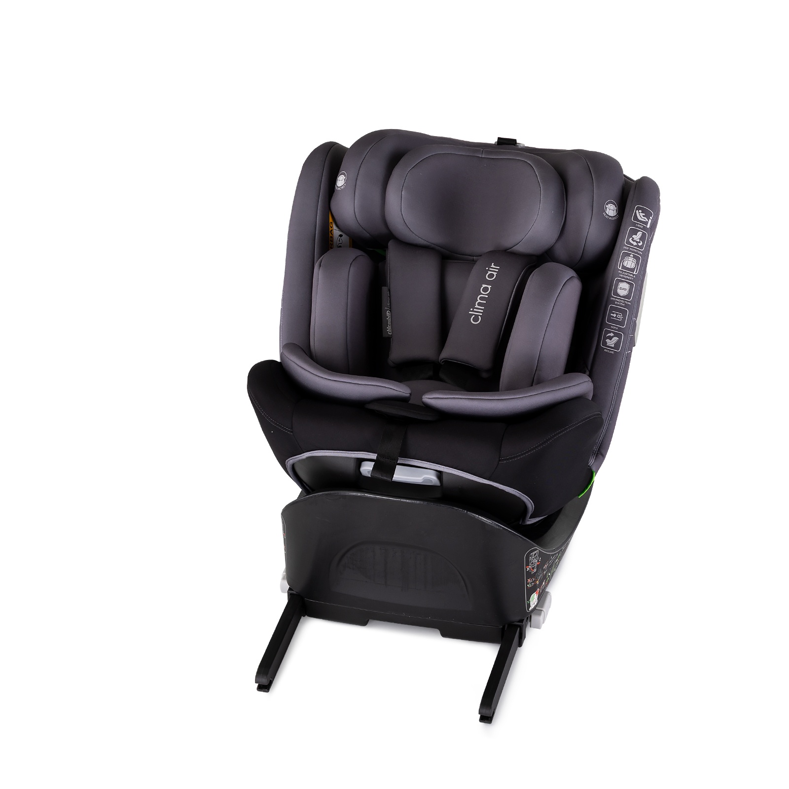 Столче за кола Chipolino Clima Air i-Size 40–150 см, антрацит — снимка 11