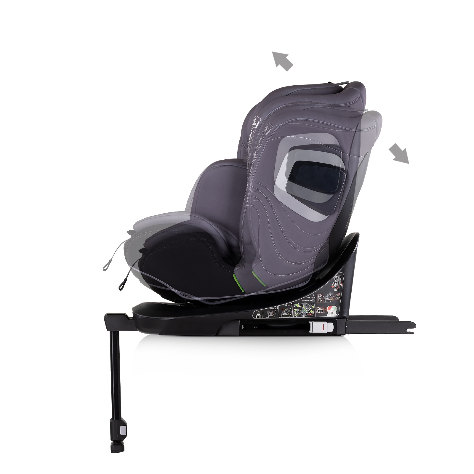 Столче за кола Chipolino Clima Air i-Size 40–150 см, антрацит — снимка 6