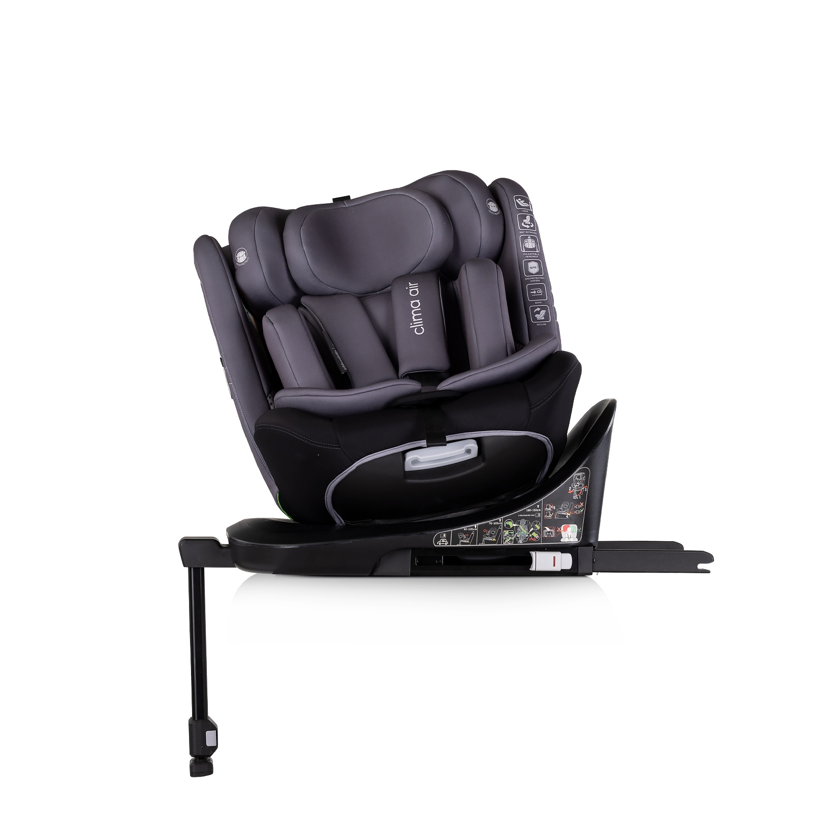 Столче за кола Chipolino Clima Air i-Size 40–150 см, антрацит — снимка 7