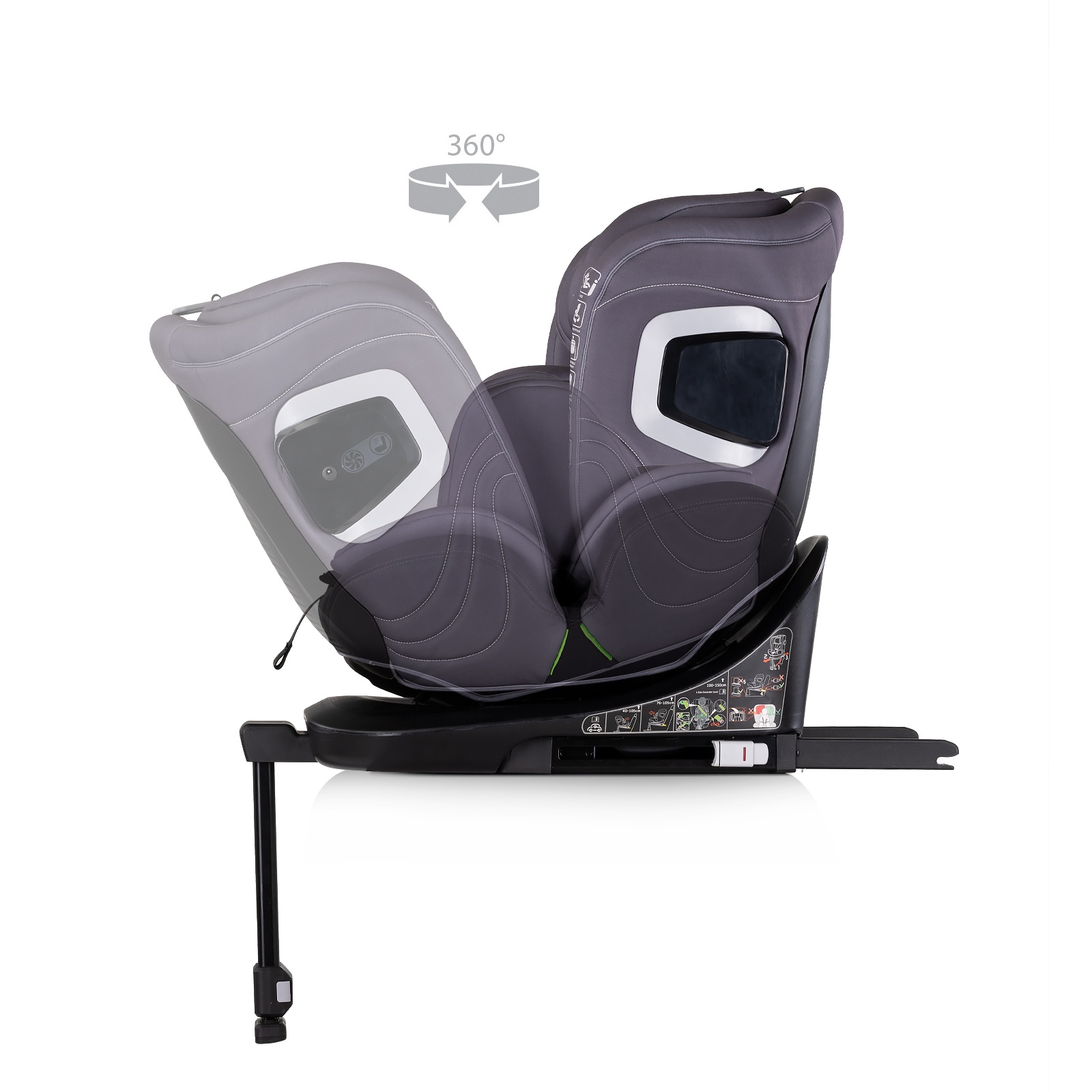 Столче за кола Chipolino Clima Air i-Size 40–150 см, антрацит — снимка 8
