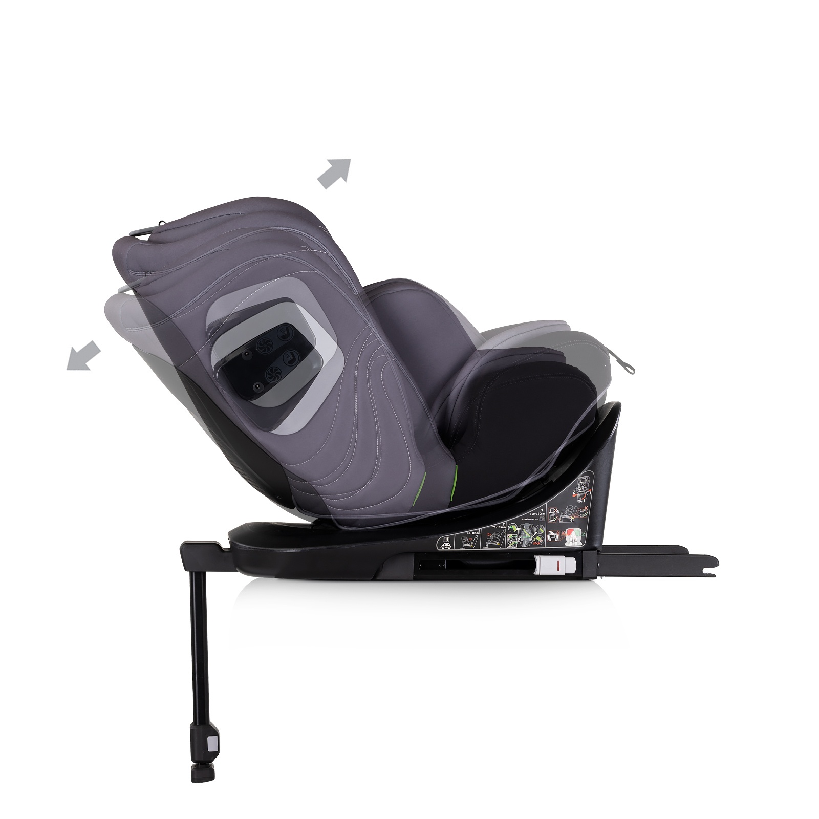 Столче за кола Chipolino Clima Air i-Size 40–150 см, антрацит — снимка 9