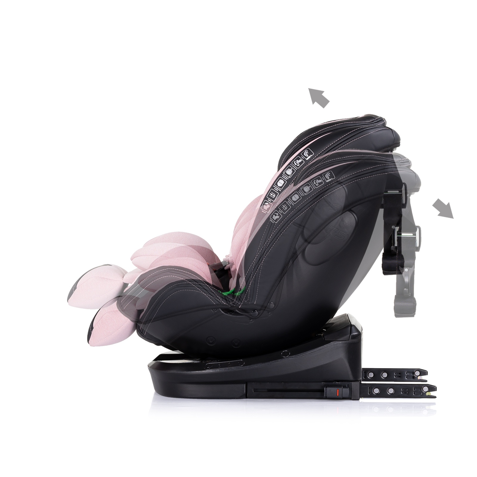 Столче за кола Chipolino Hypnotic i-Size 40–150 см, розов маршмелоу — снимка 6