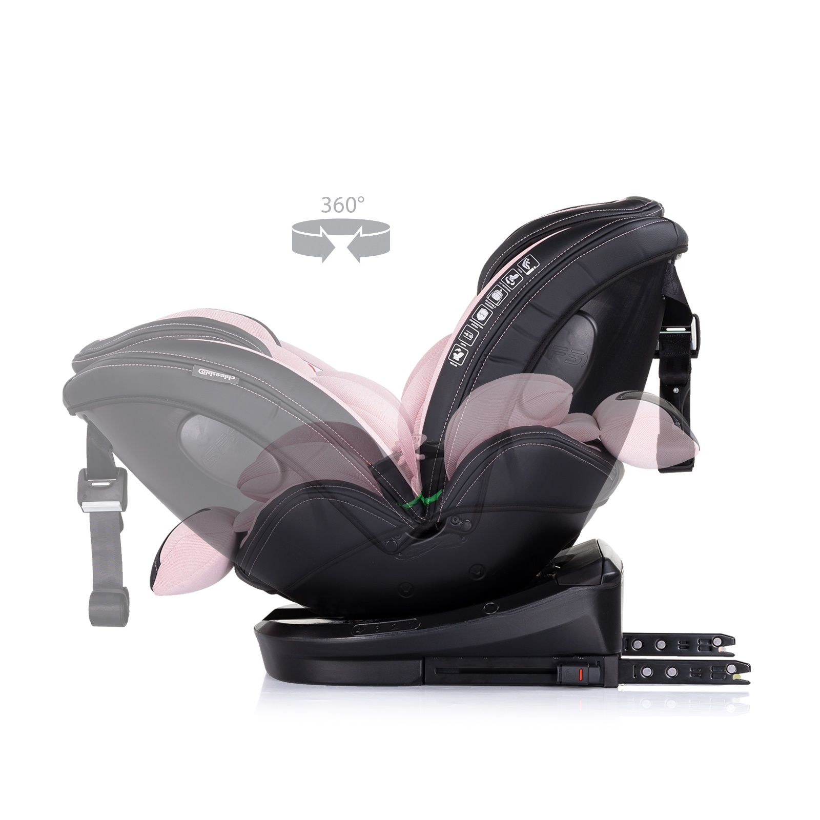 Столче за кола Chipolino Hypnotic i-Size 40–150 см, розов маршмелоу — снимка 8