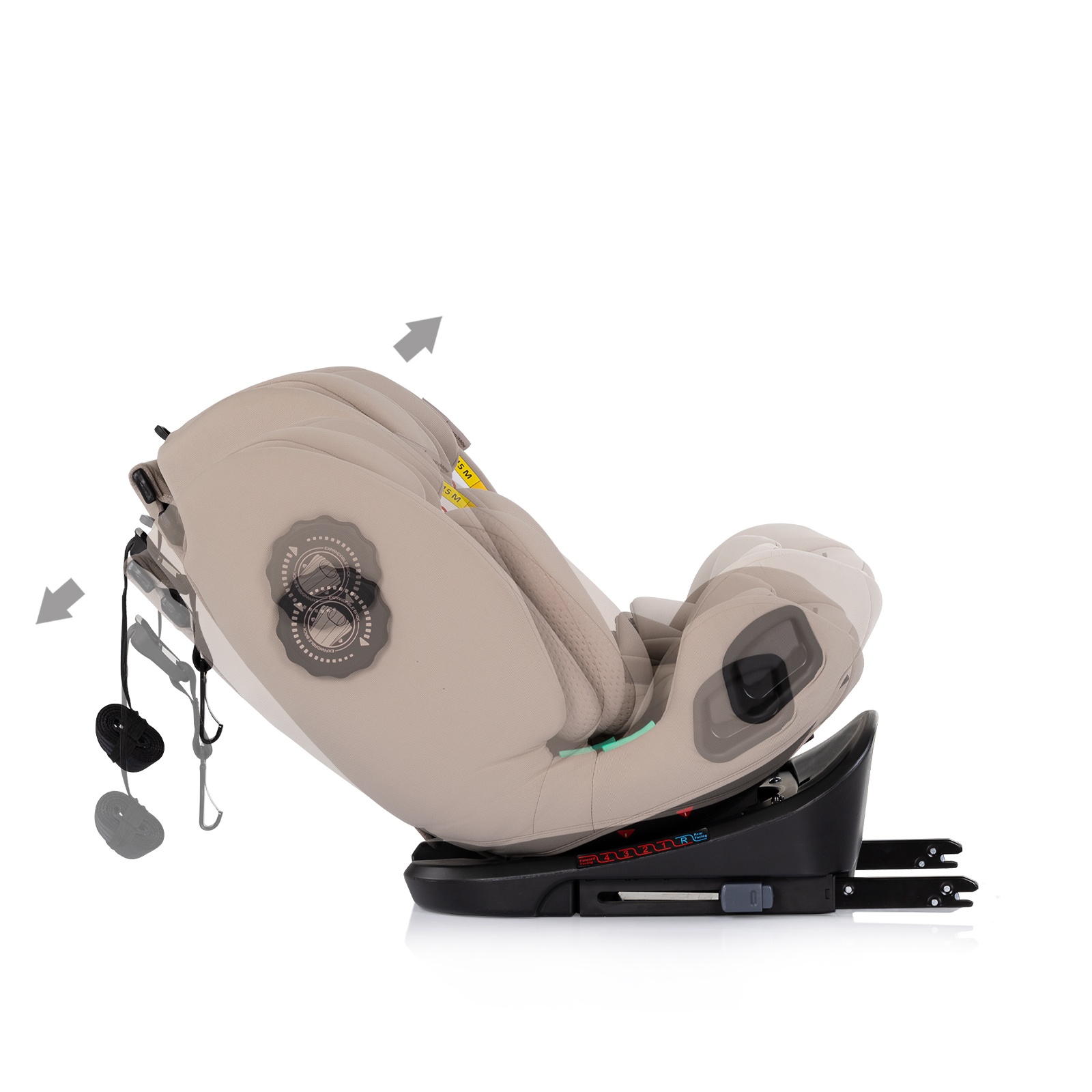 Столче за кола Chipolino Techno iGrow i-Size 40–150 см, лате — снимка 11