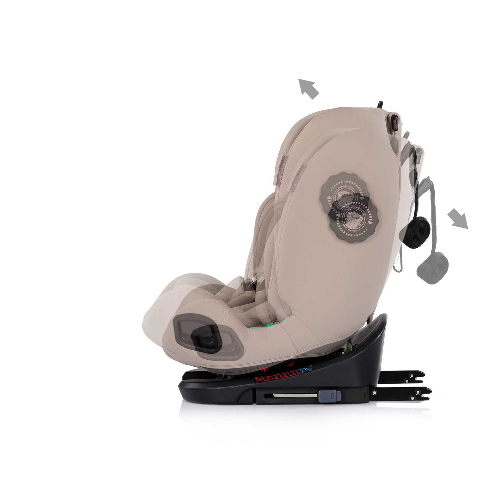 Столче за кола Chipolino Techno iGrow i-Size 40–150 см, лате — снимка 7