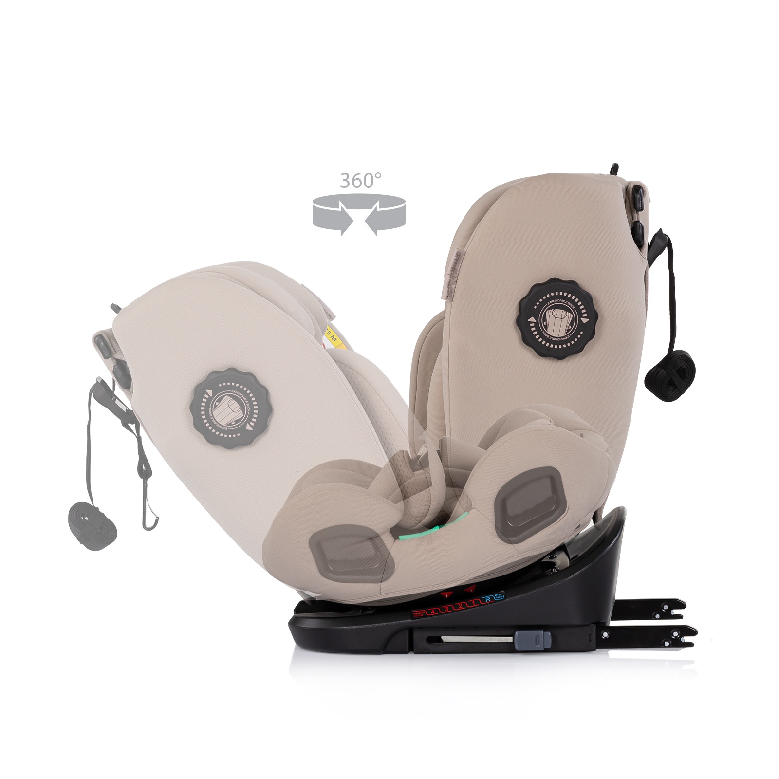 Столче за кола Chipolino Techno iGrow i-Size 40–150 см, лате — снимка 9