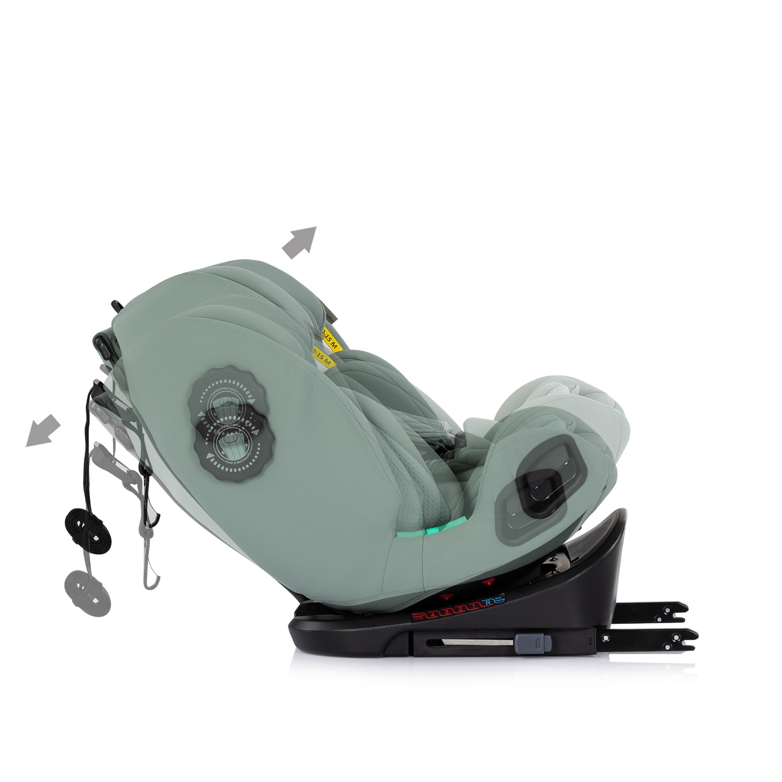Столче за кола Chipolino Techno iGrow i-Size 40–150 см, матча — снимка 11