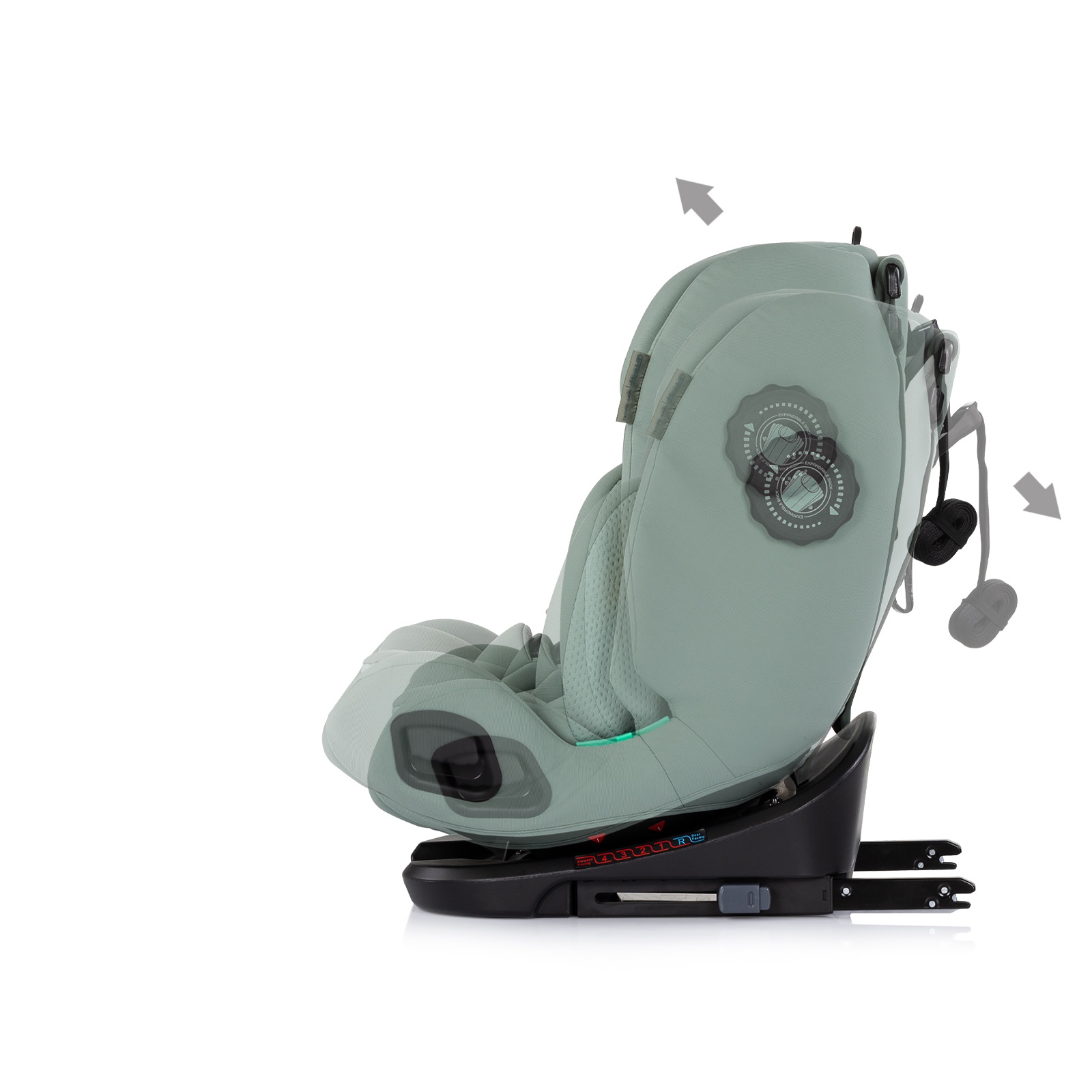 Столче за кола Chipolino Techno iGrow i-Size 40–150 см, матча — снимка 7