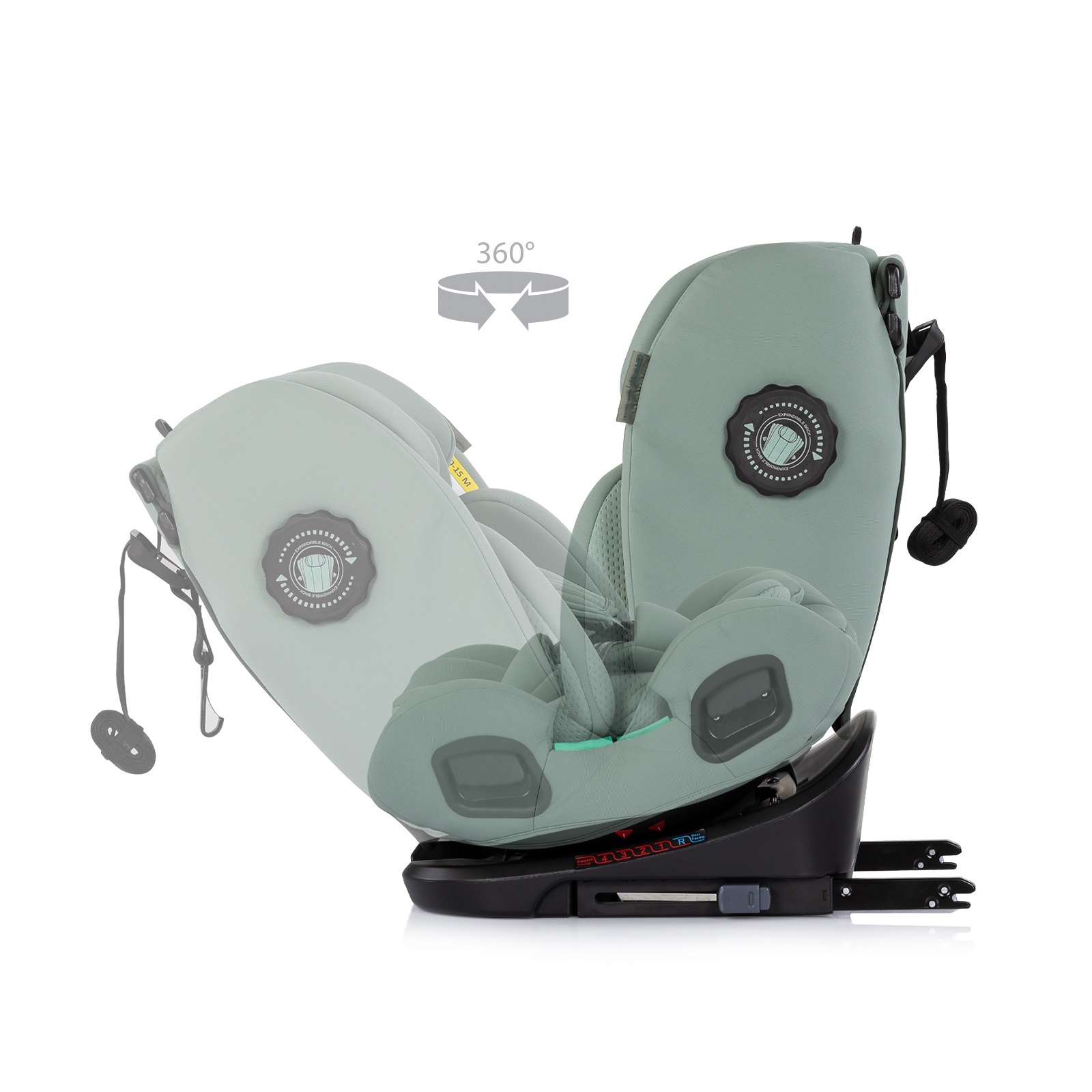 Столче за кола Chipolino Techno iGrow i-Size 40–150 см, матча — снимка 9