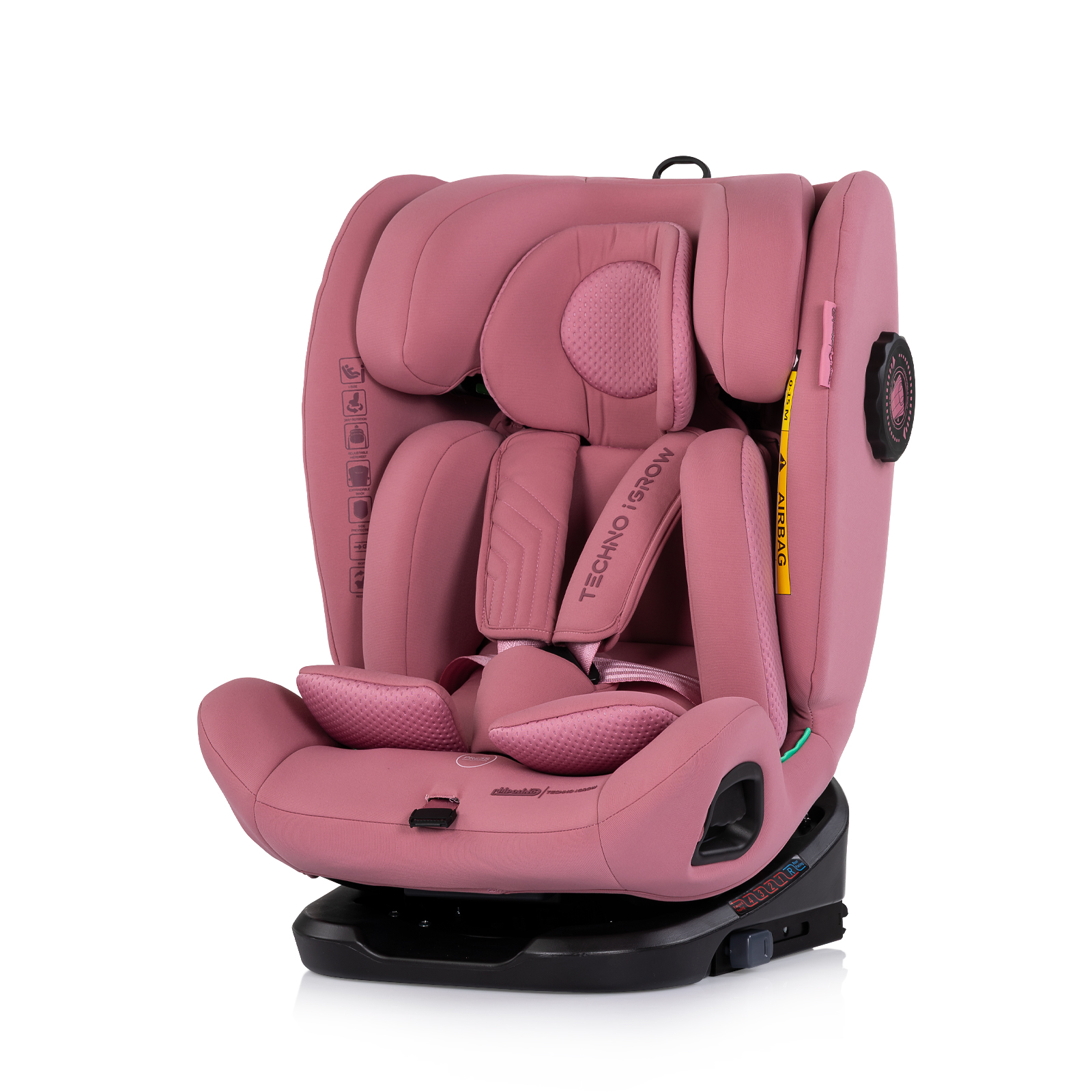 Столче за кола Chipolino Techno iGrow i-Size 40–150 см, пудрено розово