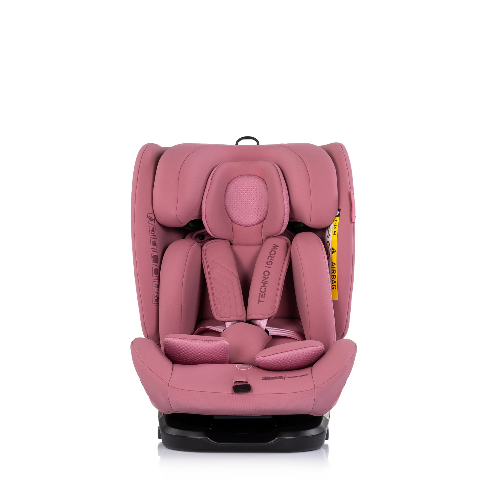 Столче за кола Chipolino Techno iGrow i-Size 40–150 см, пудрено розово — снимка 3