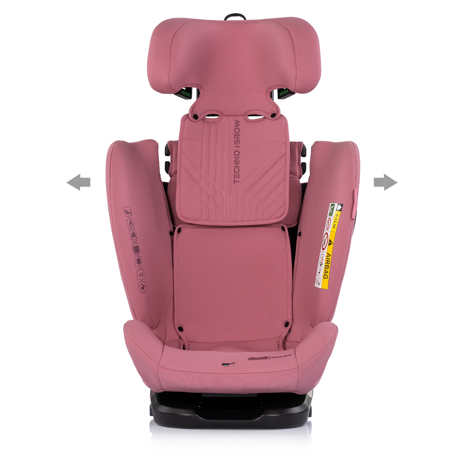 Столче за кола Chipolino Techno iGrow i-Size 40–150 см, пудрено розово — снимка 5