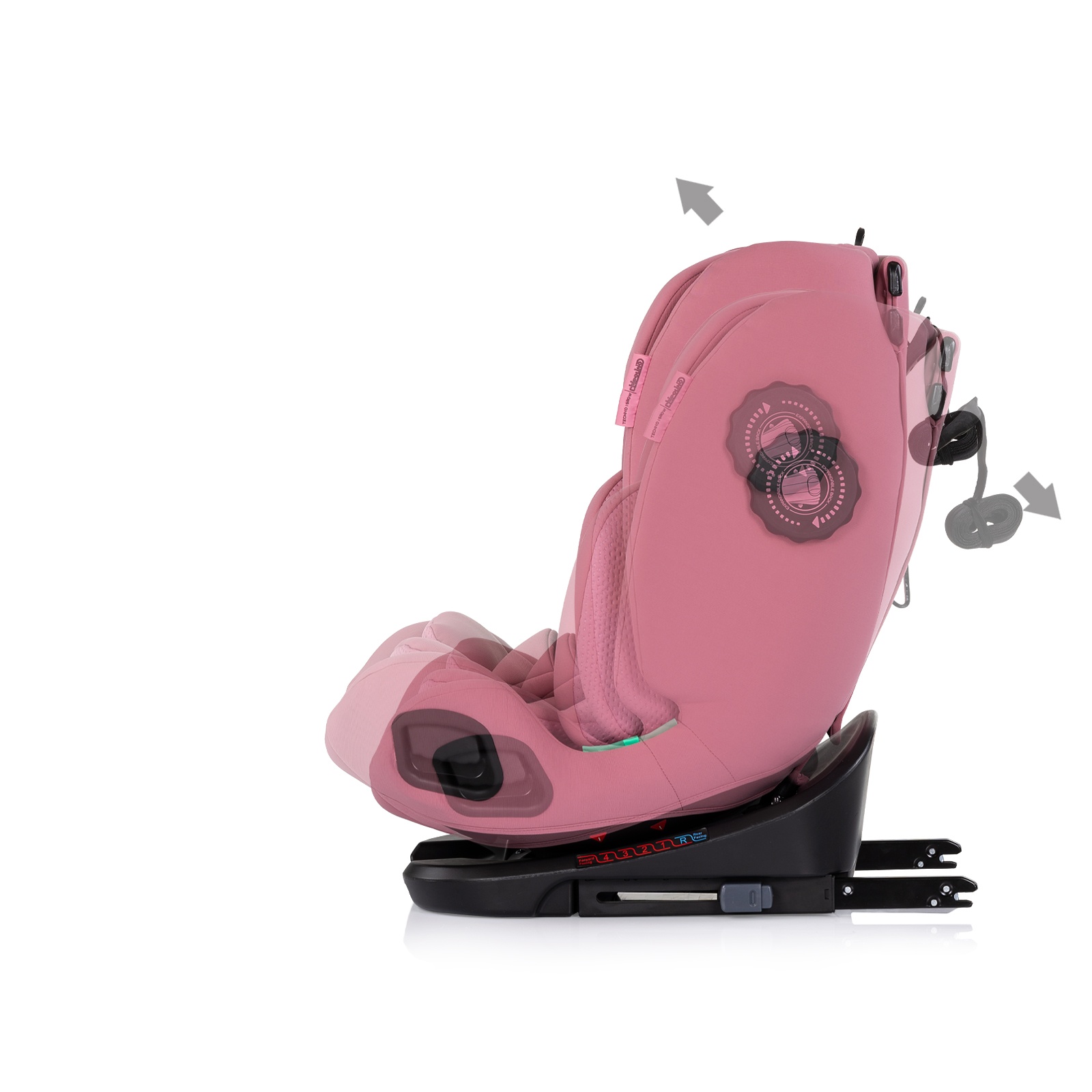 Столче за кола Chipolino Techno iGrow i-Size 40–150 см, пудрено розово — снимка 7