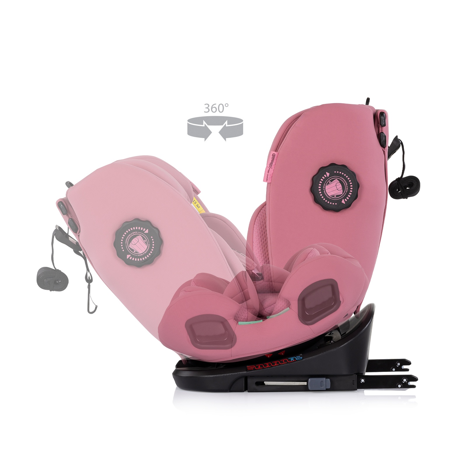 Столче за кола Chipolino Techno iGrow i-Size 40–150 см, пудрено розово — снимка 9