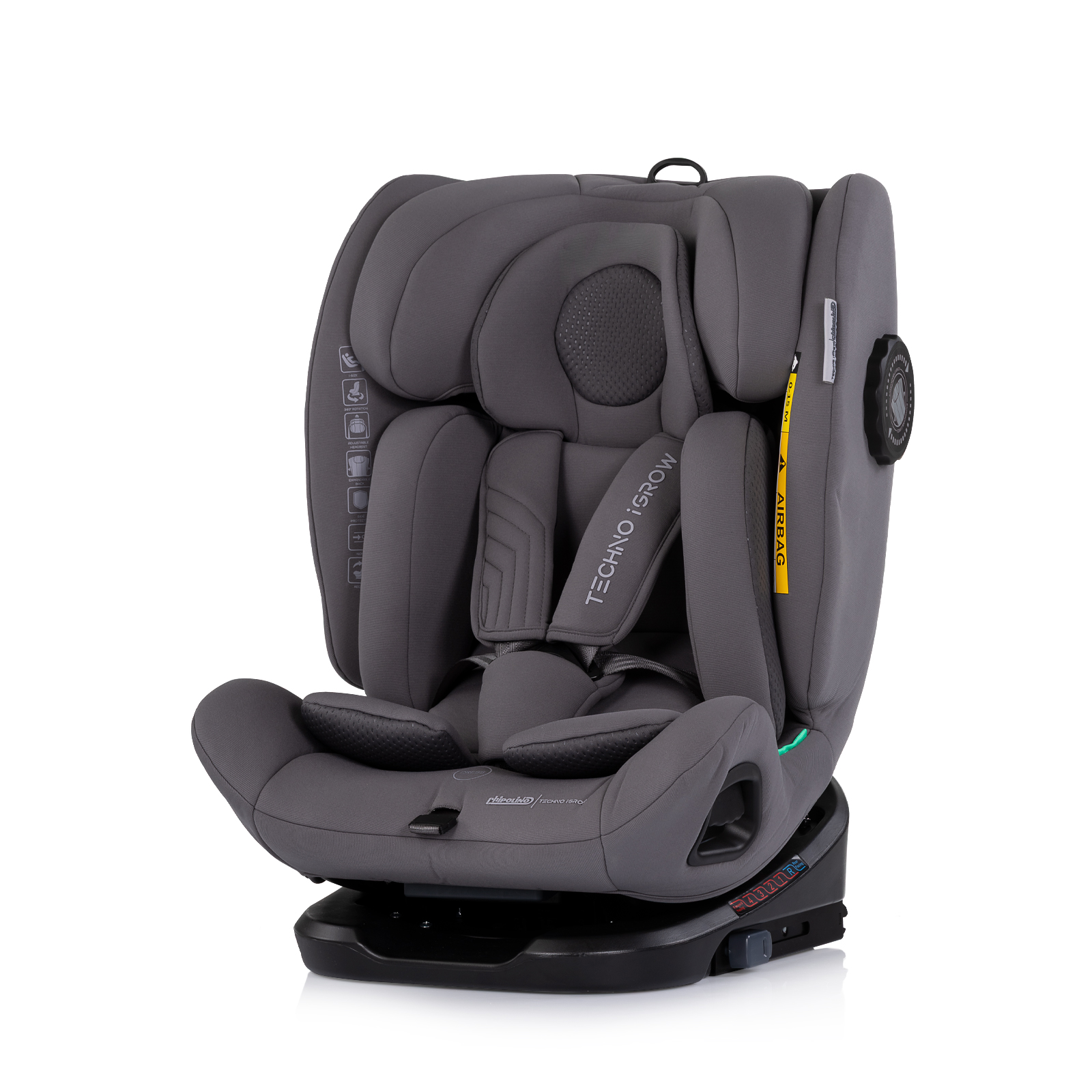 Столче за кола Chipolino Techno iGrow i-Size 40–150 см, графит